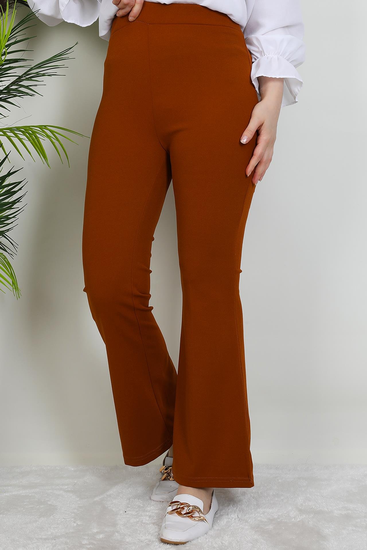 Beli Lastikli İspanyol Pantolon Hardal