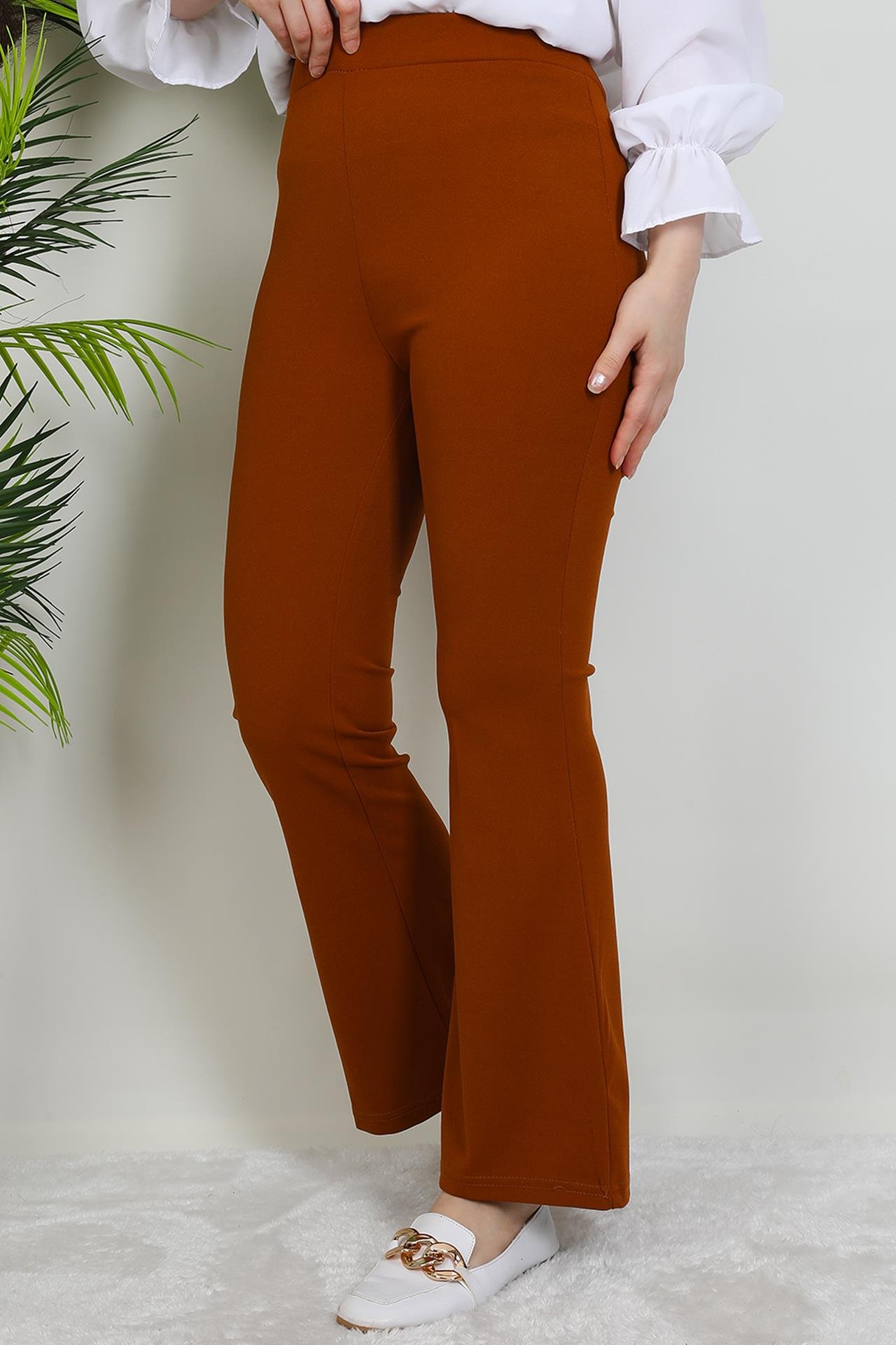 Beli Lastikli İspanyol Pantolon Hardal