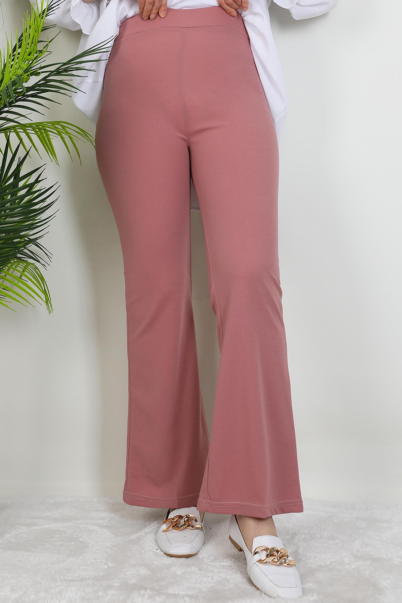 Beli Lastikli İspanyol Pantolon Pembe