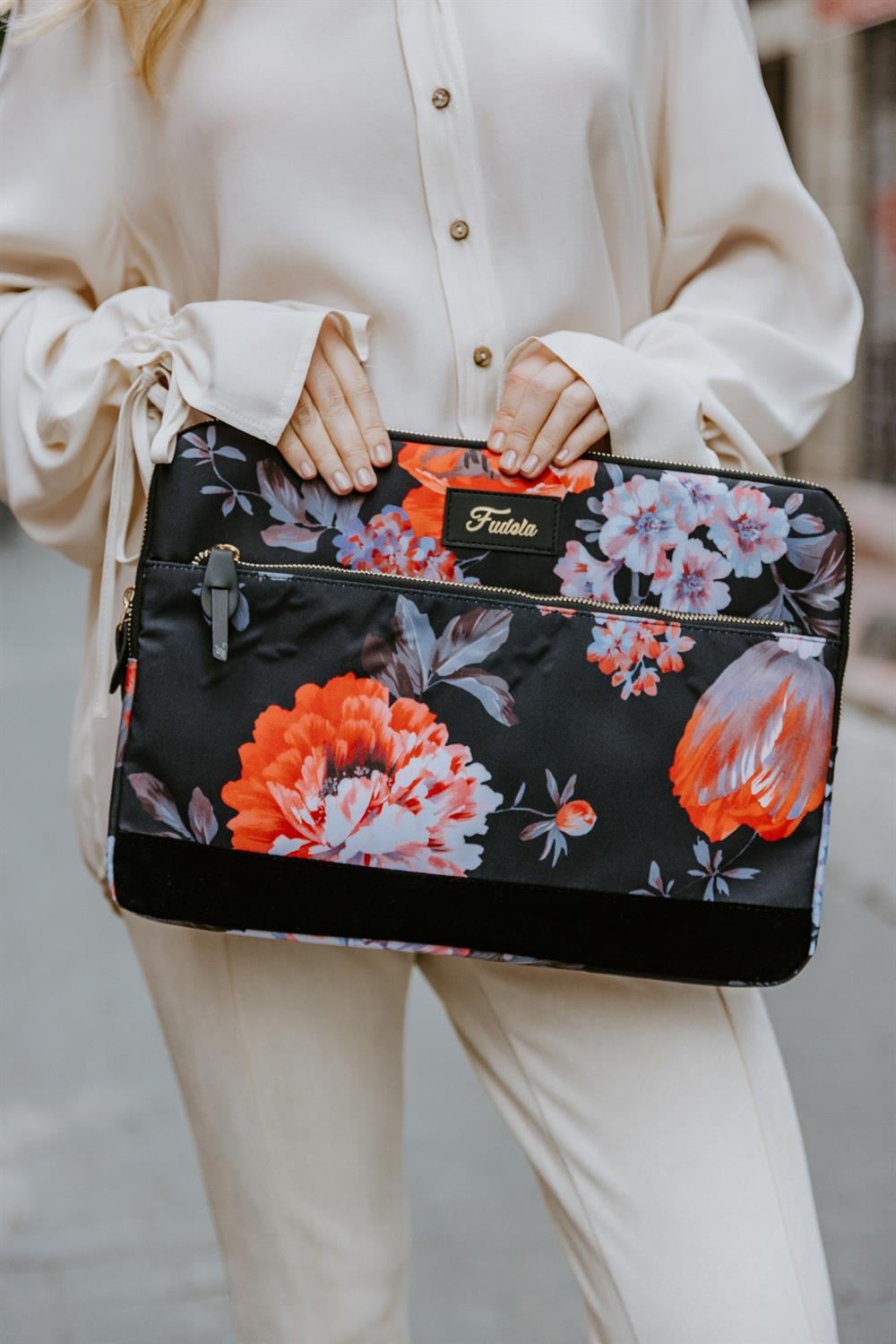 Fudela 13-14 inch Black Roses Macbook- Laptop Bag