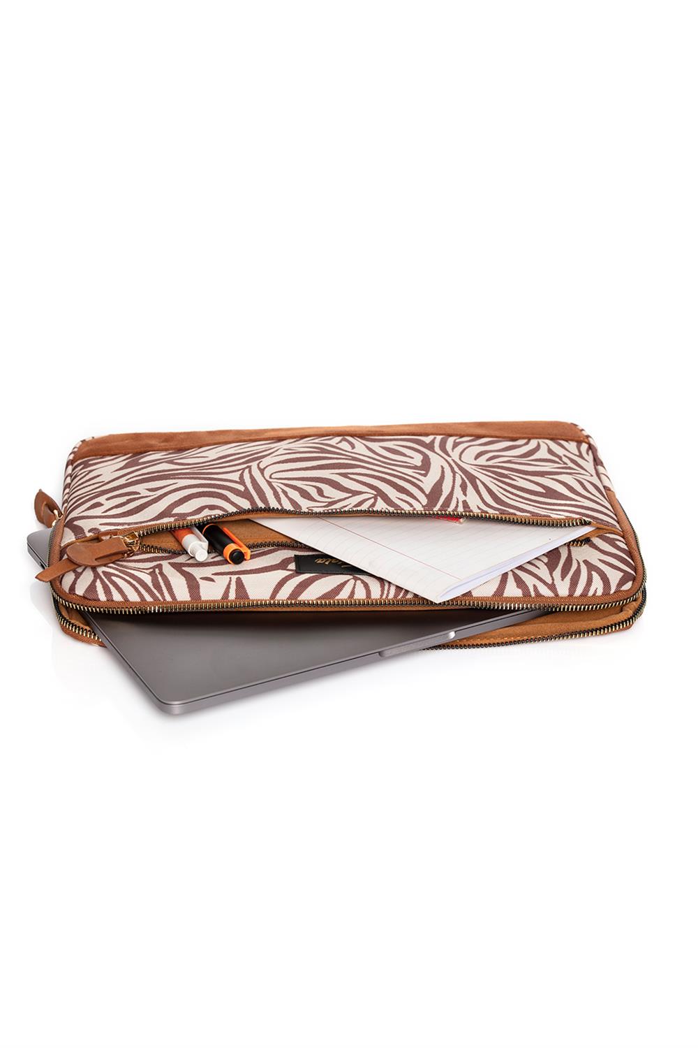 Fudela 15.6 inch Cream Zebra Macbook- Laptop Bag