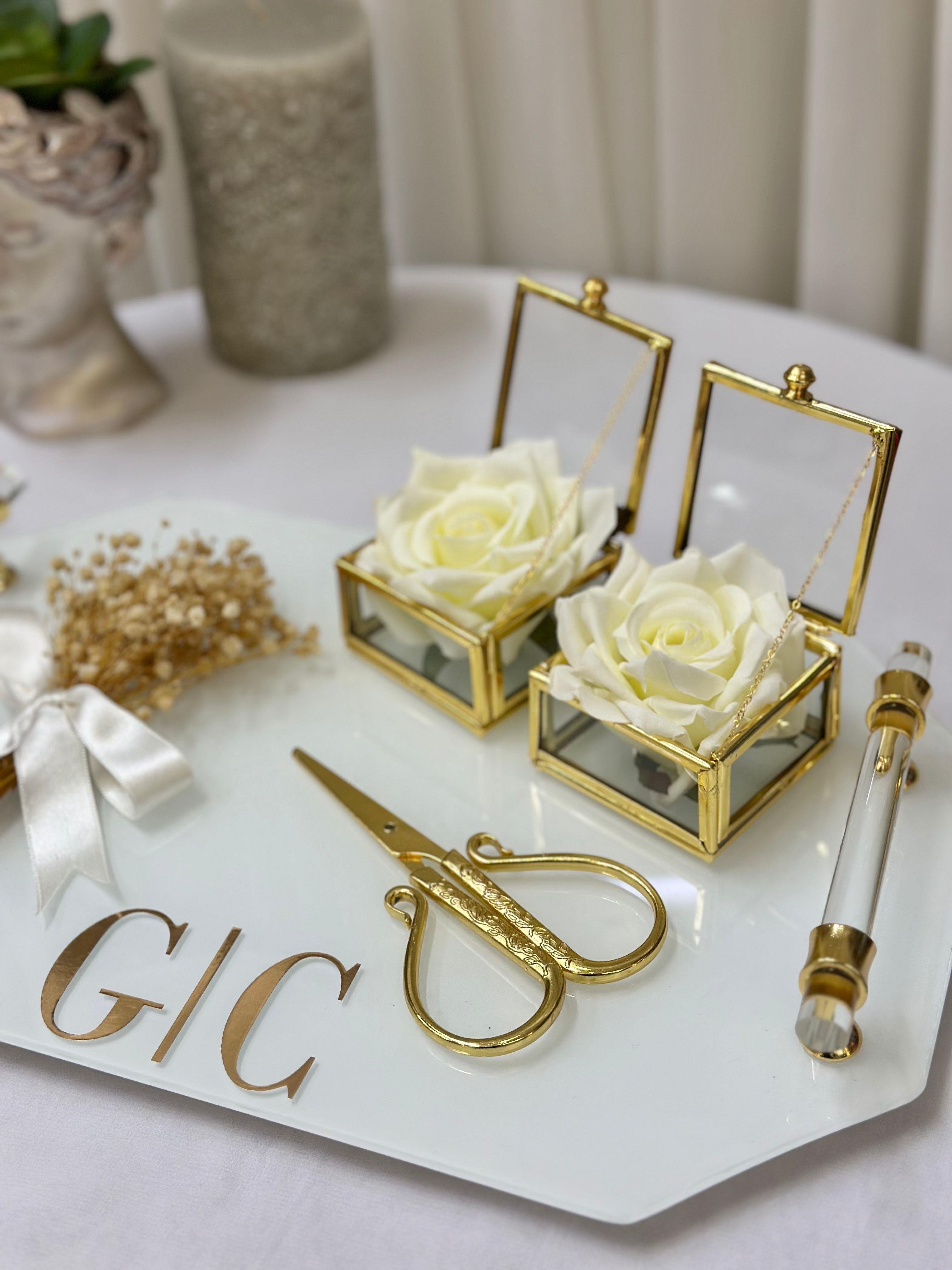 İsimli Gold Söz Nişan Tepsi Seti Damat Kahve Fincan Takımı