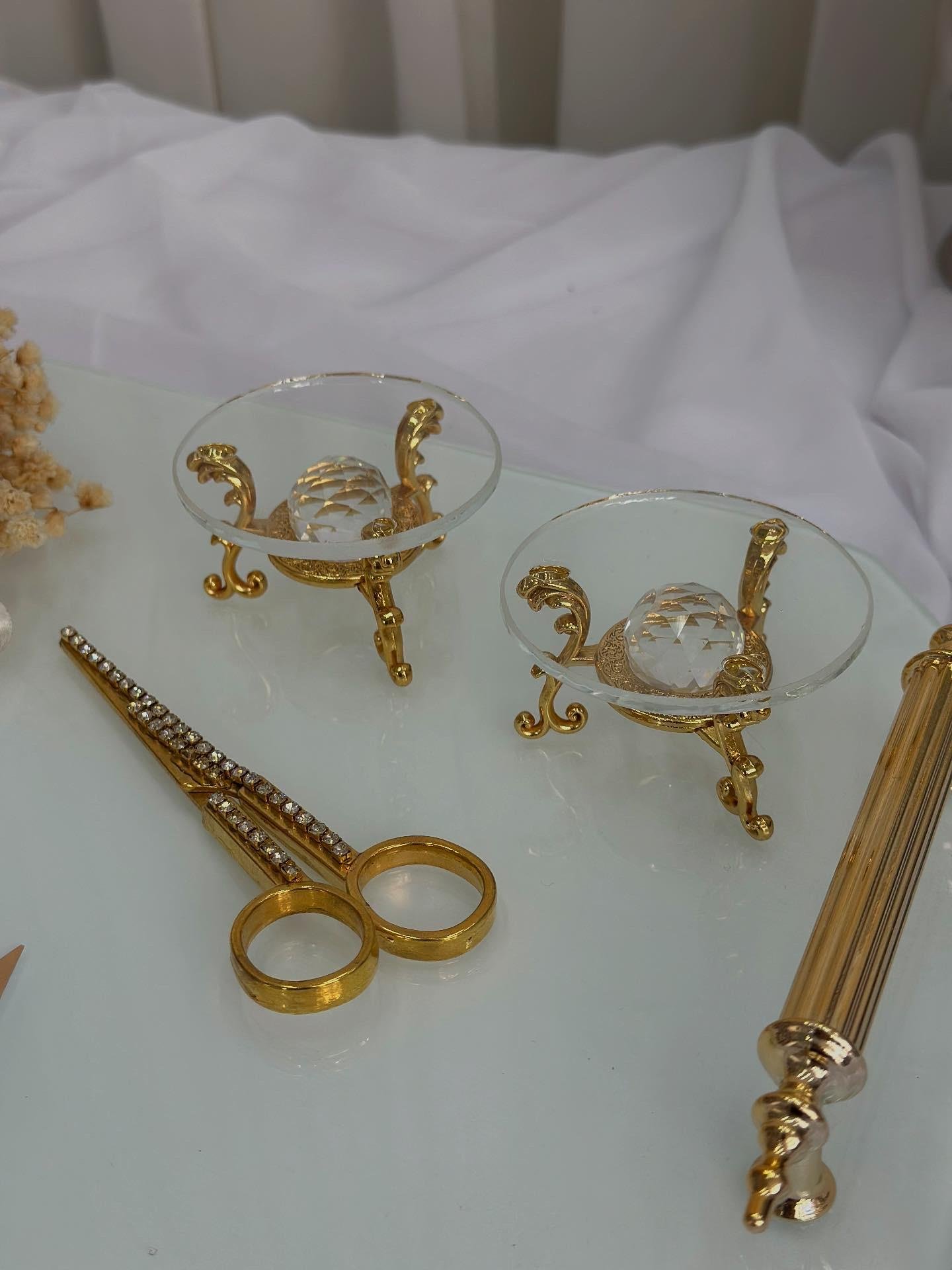 Orkide Hayal Kulp Söz Nişan Tepsi Seti Gold Damat Kahve Fincan Tepsisi