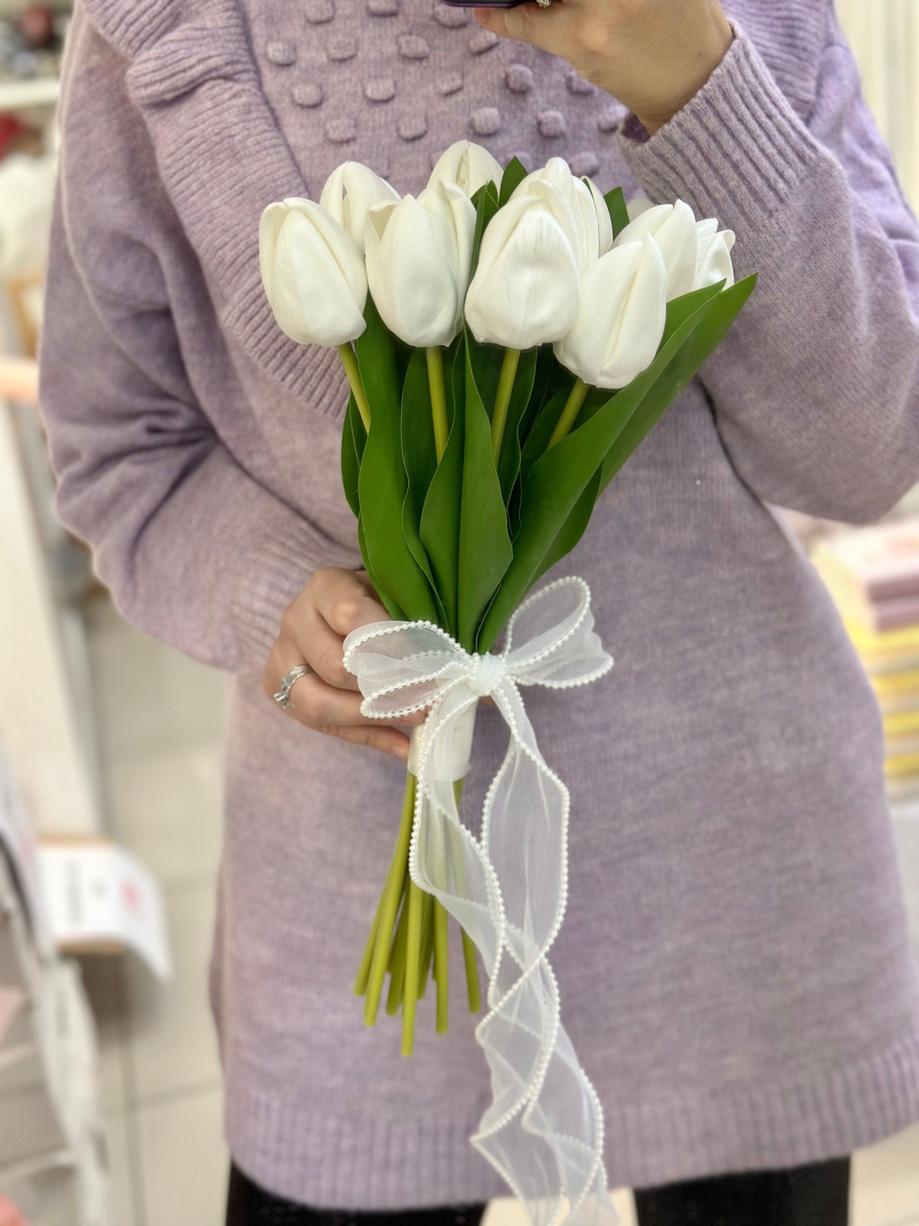 Premium XL Lale Gelin Buketi Gelin Çiçeği Damat Yaka Çiçeği