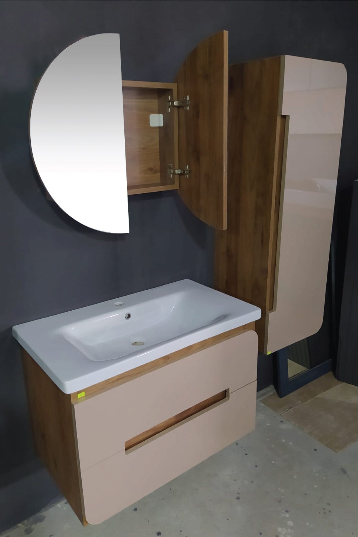  Banyo Orkide Hıgh Gloss 80 Cm Banyo Dolabı Dolaplı Aynalı Üst Dolap Boy Dolabı