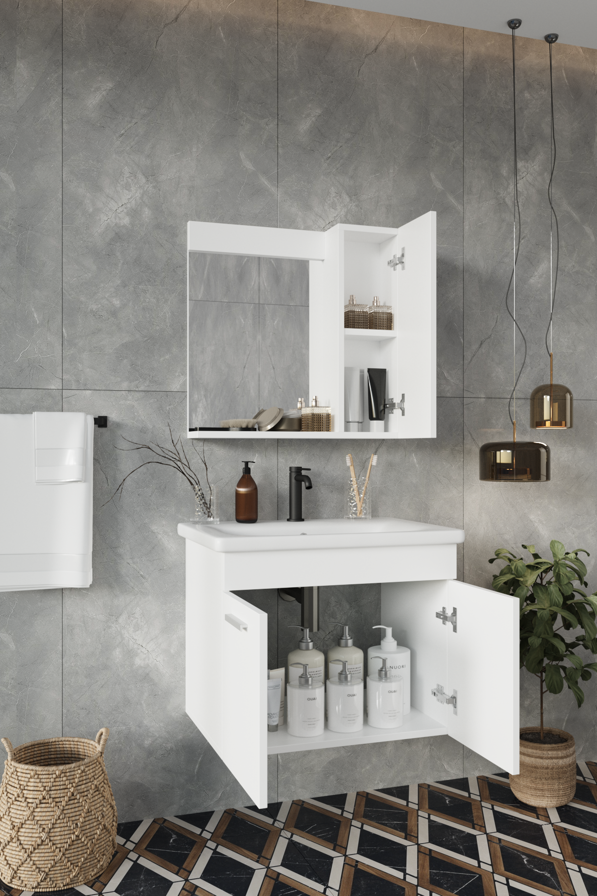 Balneom Banyo Defne 02 65cm Banyo Dolabı Aynalı Dolaplı Üst Dolap Lavabo _Balneom Banyo Defne 02 65cm Banyo Dolabı Aynalı Dolaplı Üst Dolap Lavabo  | En Uygun Fiyatlarla Balneom.com Online Mağazasında | DEFNE  02 65 DEMONTE | Banyo Dolabında Kalitenin Adresi _BALNEOM_DEFNE  02 65 DEMONTE