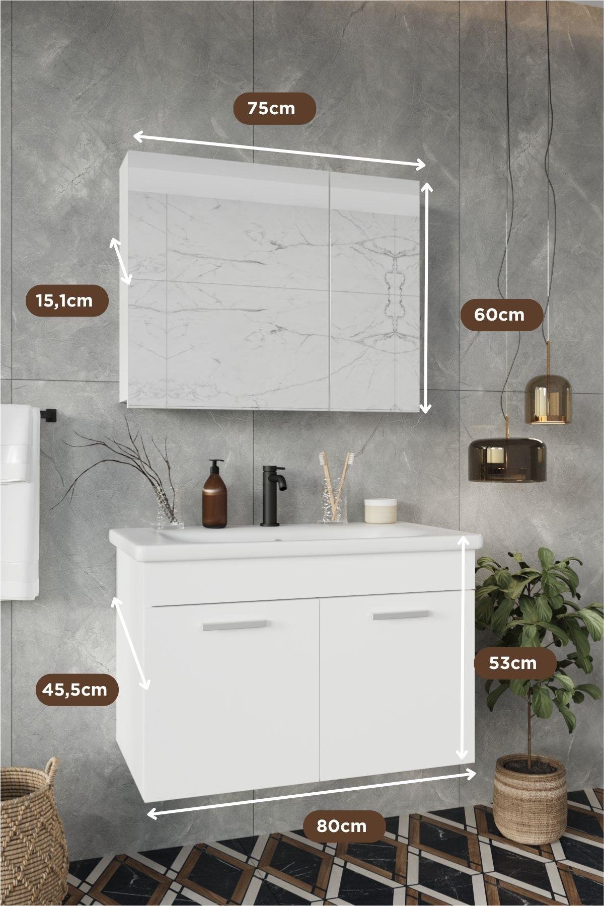 Balneom Banyo Defne 80 Cm Banyo Dolabı Aynalı Dolaplı Üst Dolap Lavabo _Balneom Banyo Defne 80 Cm Banyo Dolabı Aynalı Dolaplı Üst Dolap Lavabo  | En Uygun Fiyatlarla Balneom.com Online Mağazasında | DEFNE 80 | Banyo Dolabında Kalitenin Adresi _BALNEOM_DEFNE 80
