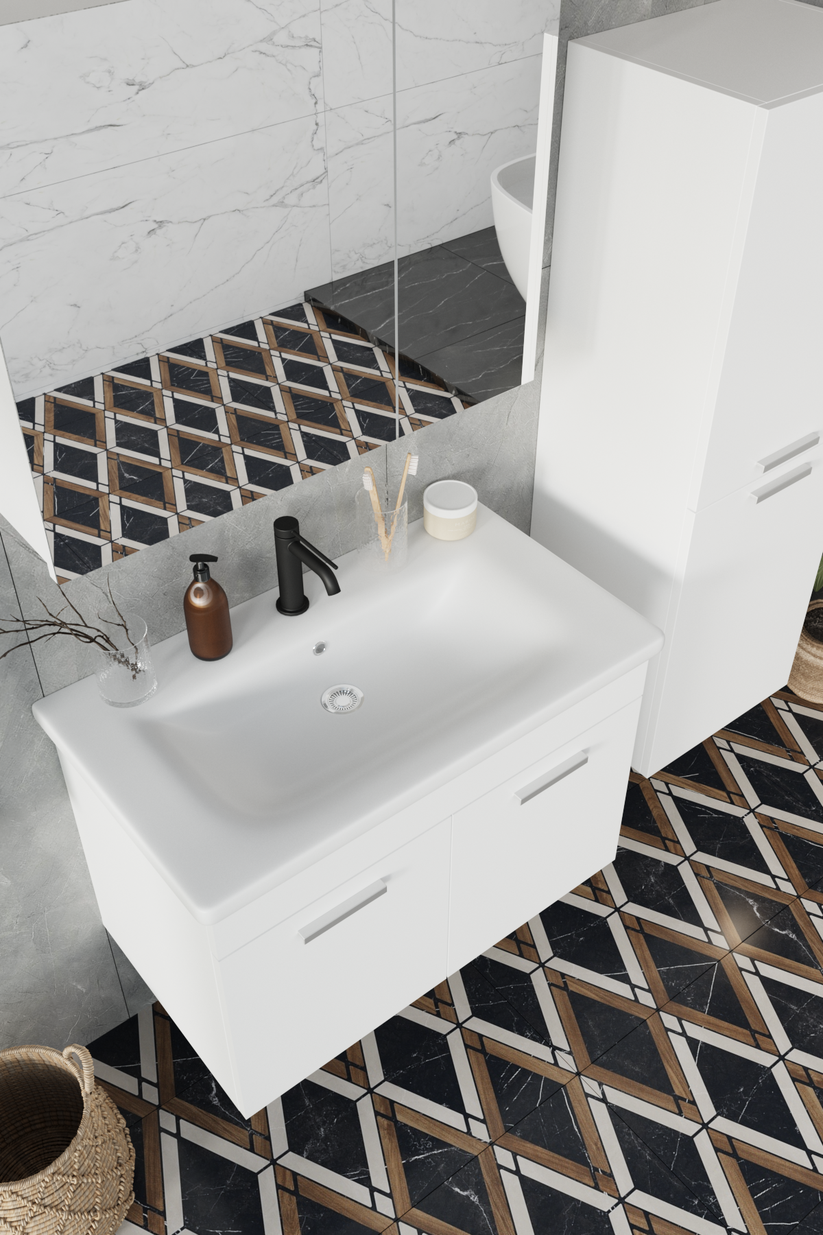 Balneom Banyo Defne 80cm Banyo Dolabı Aynalı Dolaplı Üst Dolap Lavabo Boy Dolabı_Balneom Banyo Defne 80cm Banyo Dolabı Aynalı Dolaplı Üst Dolap Lavabo Boy Dolabı | En Uygun Fiyatlarla Balneom.com Online Mağazasında | DEFNE  80 SET  | Banyo Dolabında Kalitenin Adresi _BALNEOM_DEFNE  80 SET 