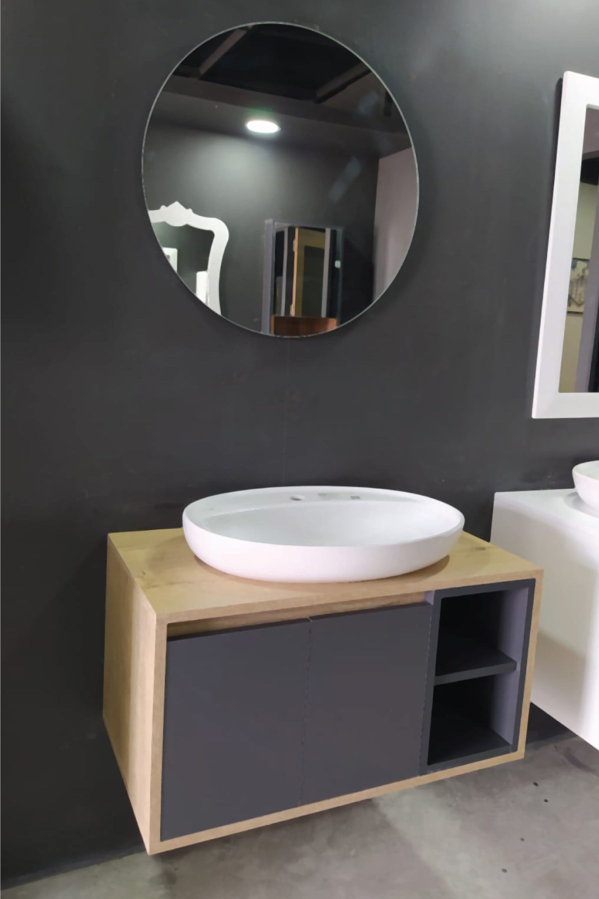 Balneom Banyo Gül 70 Cm Banyo Dolabı Ayna Lavabo 