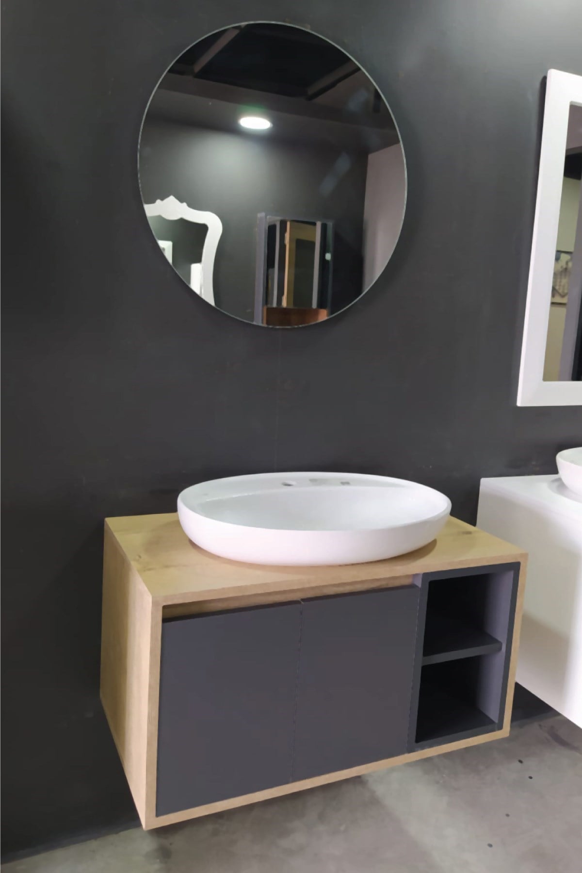 Balneom Banyo Gül 70 Cm Banyo Dolabı Ayna Lavabo 