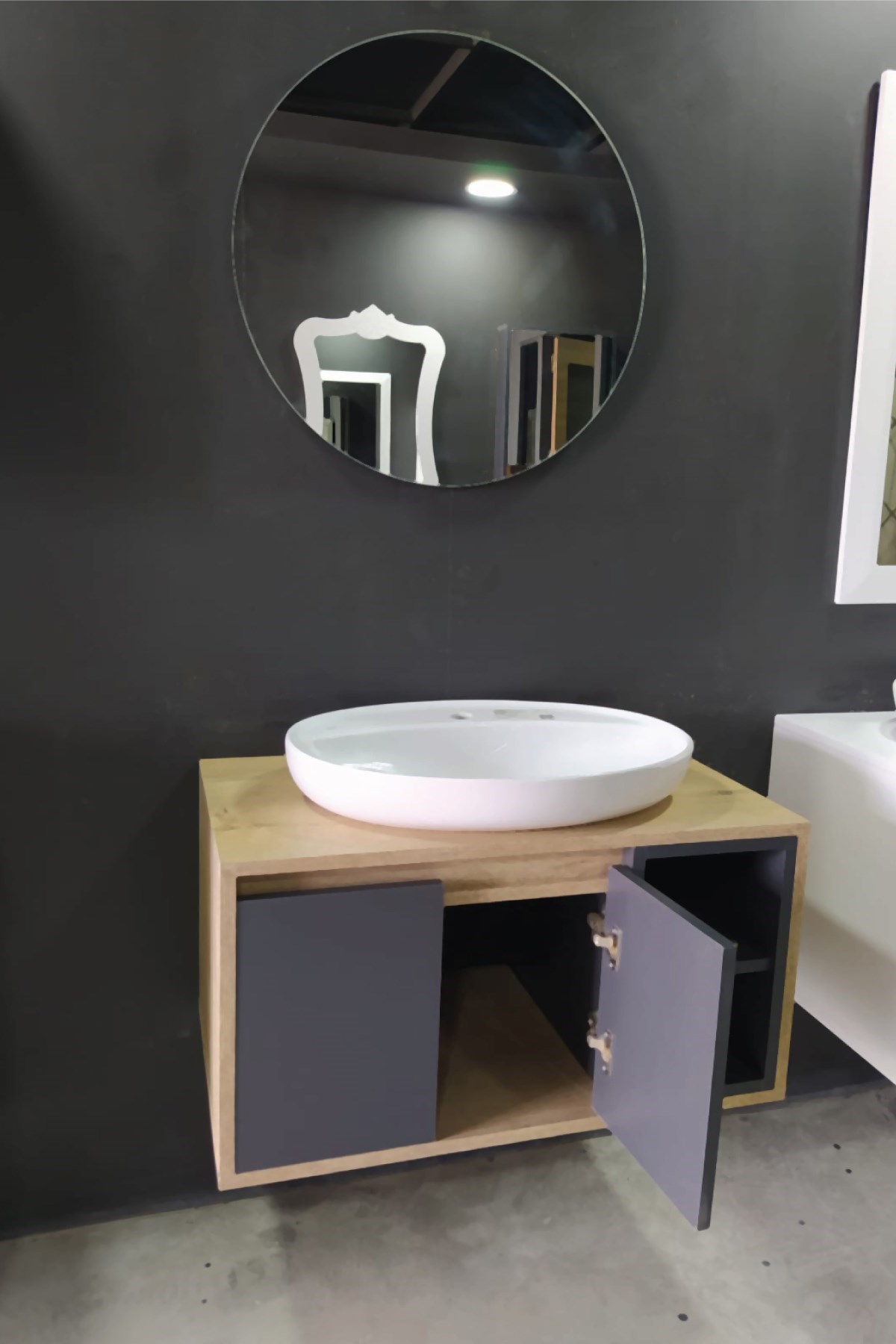 Balneom Banyo Gül 70 Cm Banyo Dolabı Ayna Lavabo 