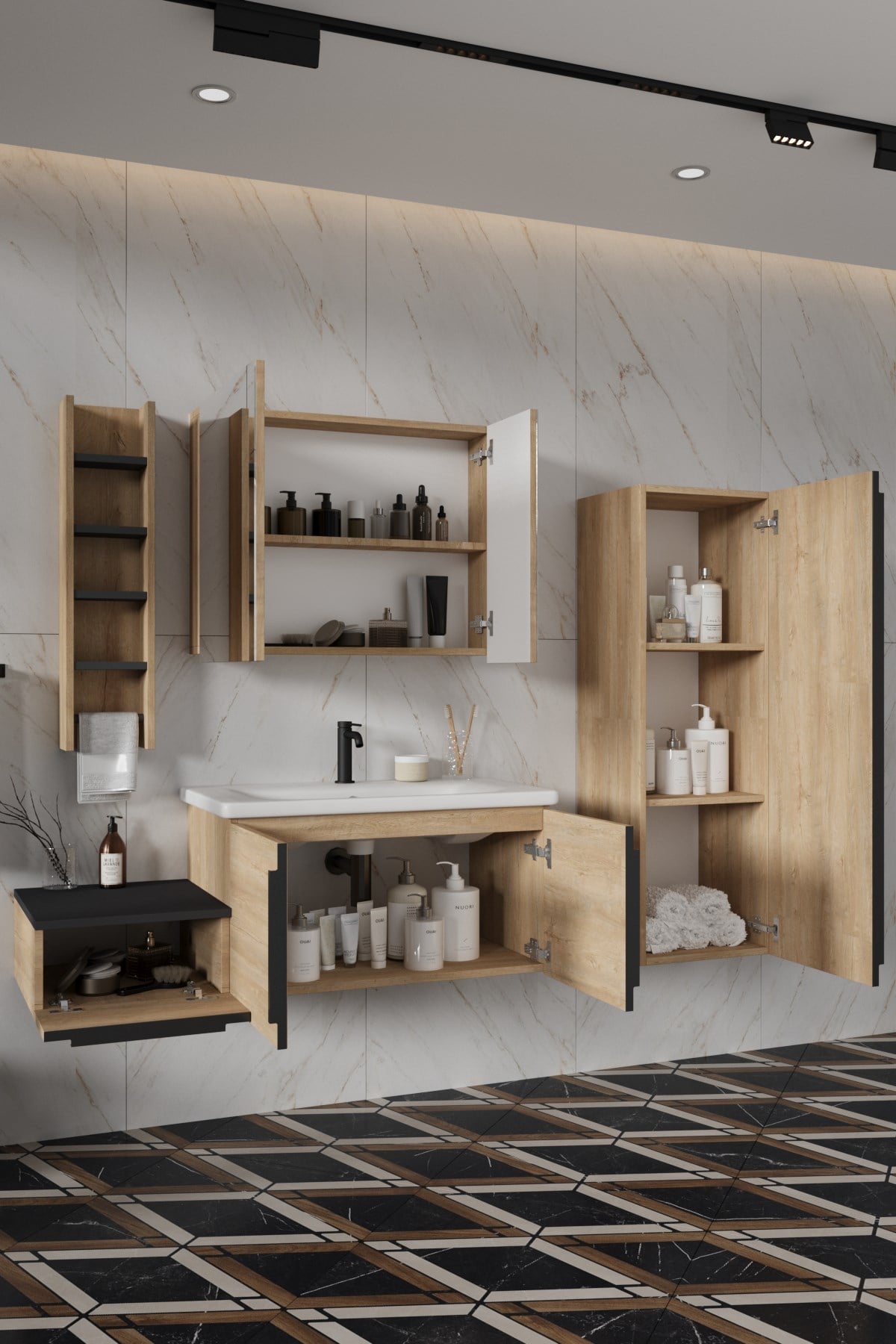 Balneom Banyo Zakkum 120 cm Banyo Dolabı Aynalı Üst Dolap Boy Dolabı ve Rafı_Balneom Banyo Zakkum 120 cm Banyo Dolabı Aynalı Üst Dolap Boy Dolabı ve Rafı | En Uygun Fiyatlarla Balneom.com Online Mağazasında | ZAKKUM 120 SET | Banyo Dolabında Kalitenin Adresi _BALNEOM_ZAKKUM 120 SET