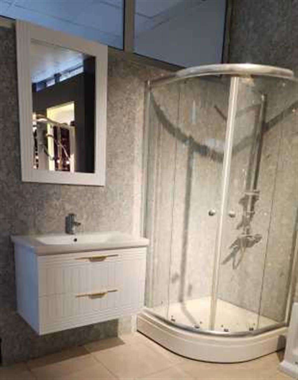 Erguvan BEYAZ 100 Cm Banyo Dolabı Ayna Lavabo 