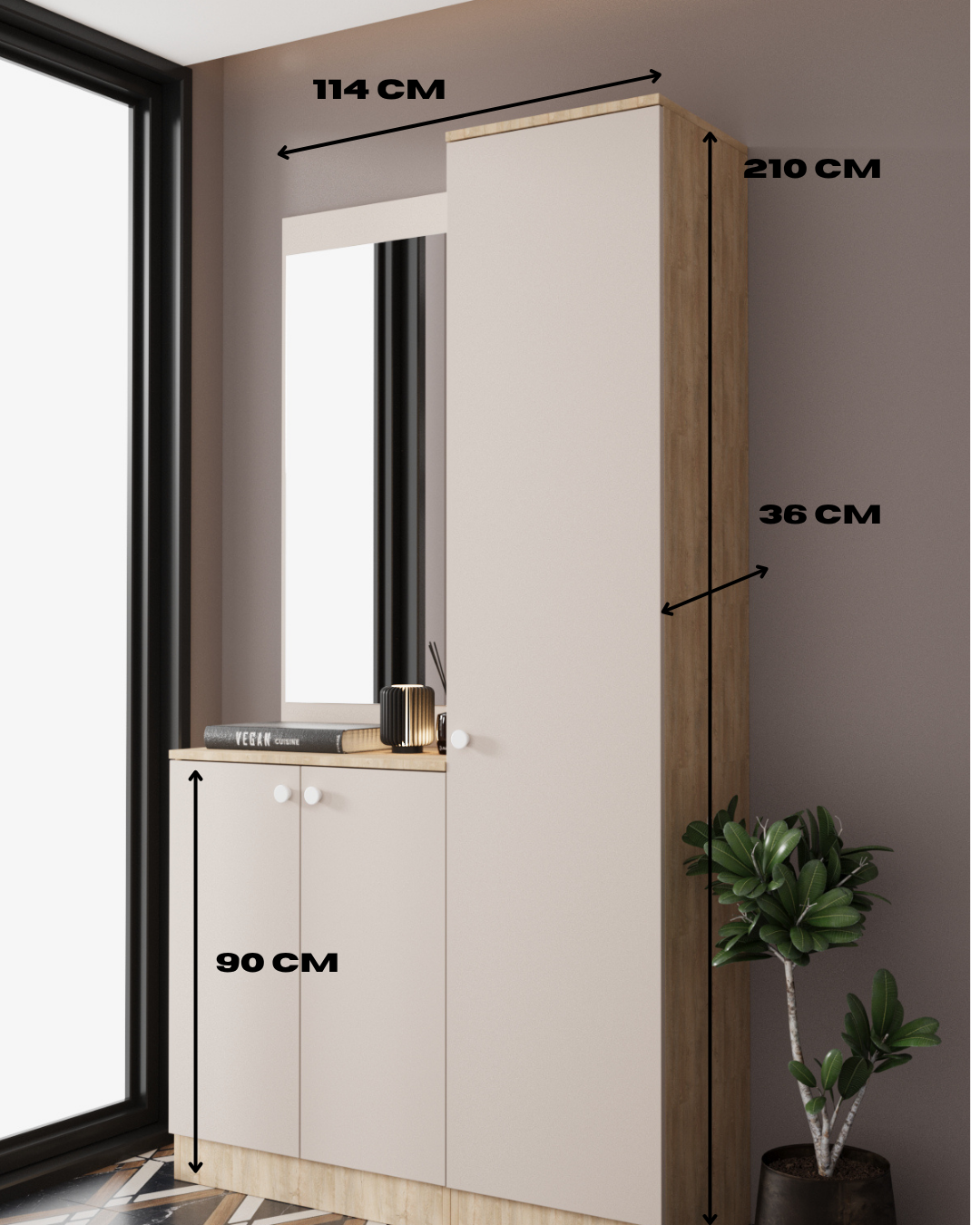 Evora 10 Modern Portmanto Askılı Vestiyer Vizon - Lefkas__BALNEOM_evora 10