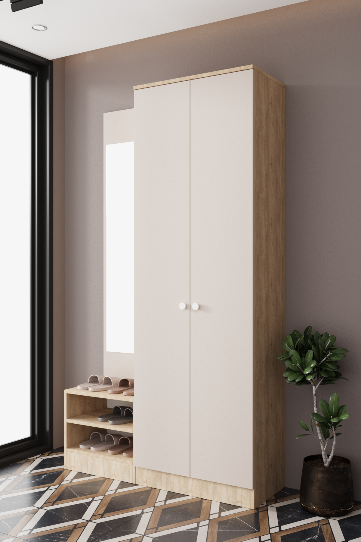 Evora 11-P Modern Portmanto Askılı Vestiyer Vizon - Lefkas__BALNEOM_evora 11-P