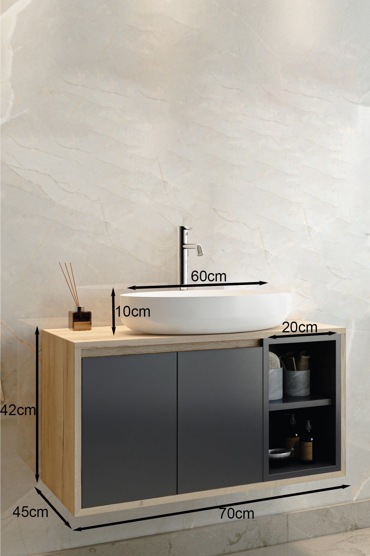 Gül 70 Cm Banyo Dolabı Lavabo 