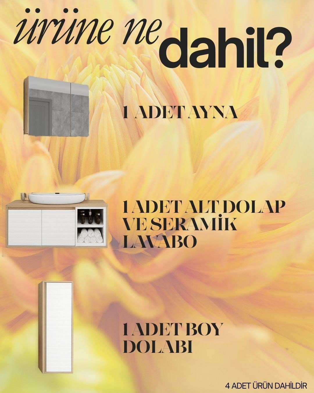 Lale Beyaz 70 Cm Set %100 Mdf Lavabolu Banyo Dolabı Aynalı Dolap Boy Dolabı__BALNEOM_Lale  Beyaz 70 cm set