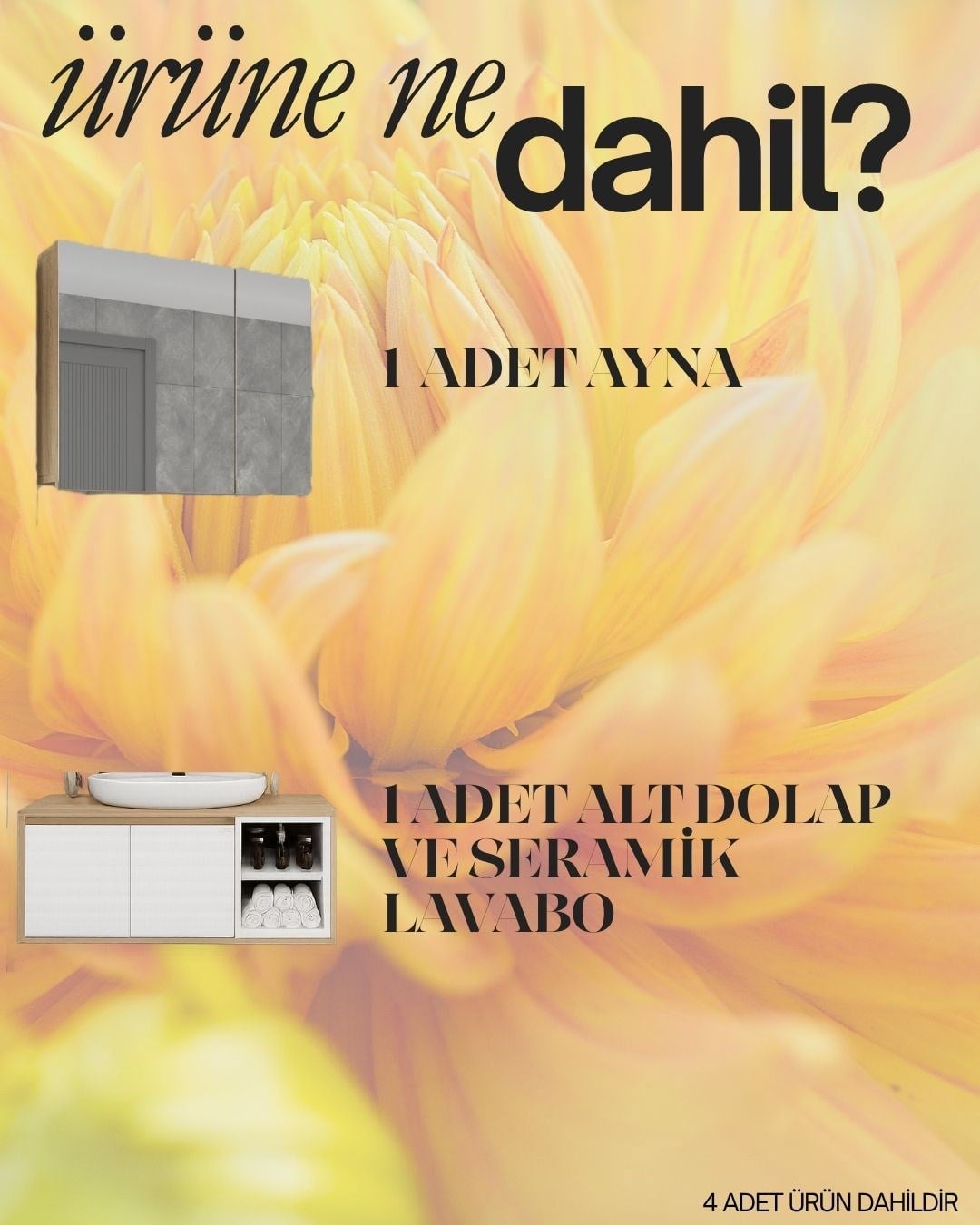 Lale Beyaz 90 Cm %100 Mdf Lavabolu Banyo Dolabı + Aynalı Dolap__BALNEOM_Lale Beyaz 90 cm