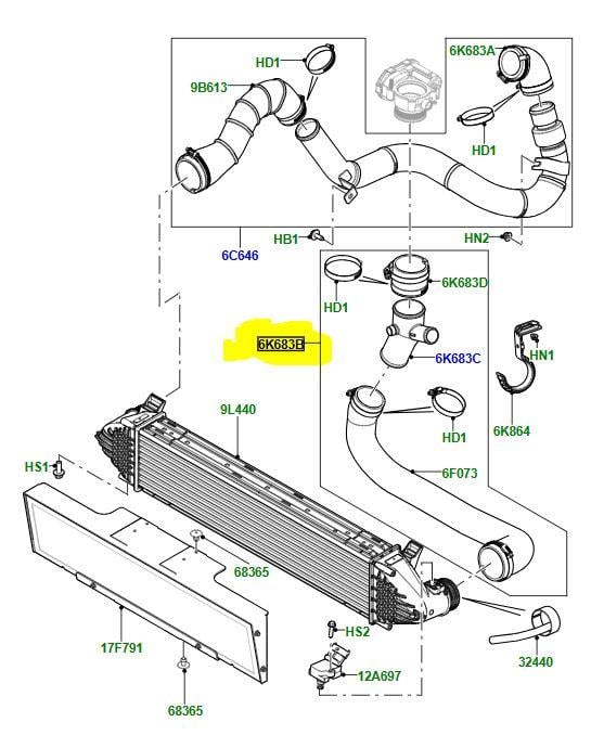 İNTERCOL HORTUMU SOL KOMPLE 2.0 RANGE ROVER EVOQUE LR024305