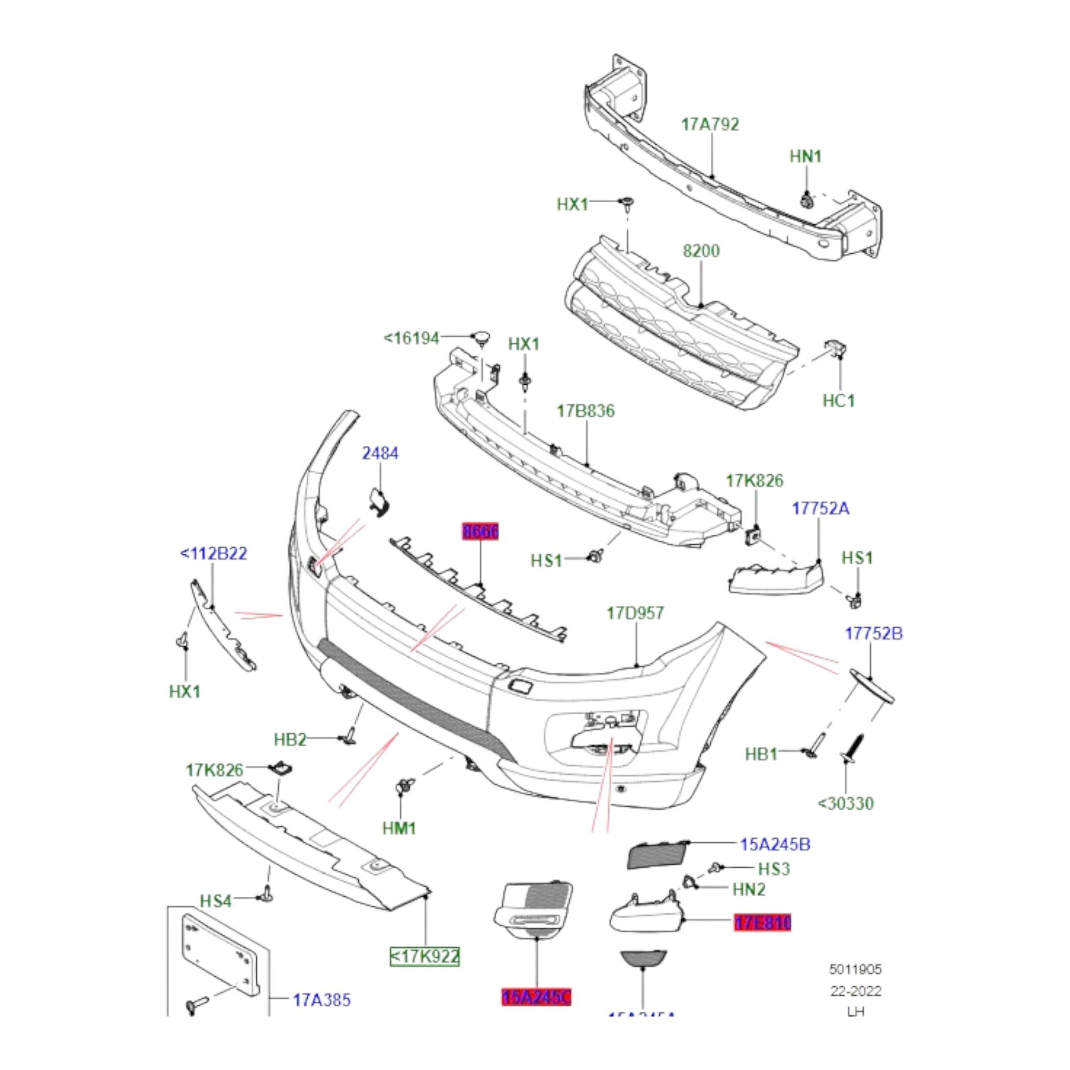 LR048510 ÇEKİ KAPAĞI ÖN EVOQE