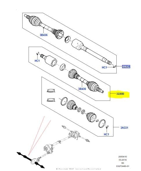 LR064252 RANGE ROVER DISCOVERY 5 ÖN AKS SOL GKN OEM