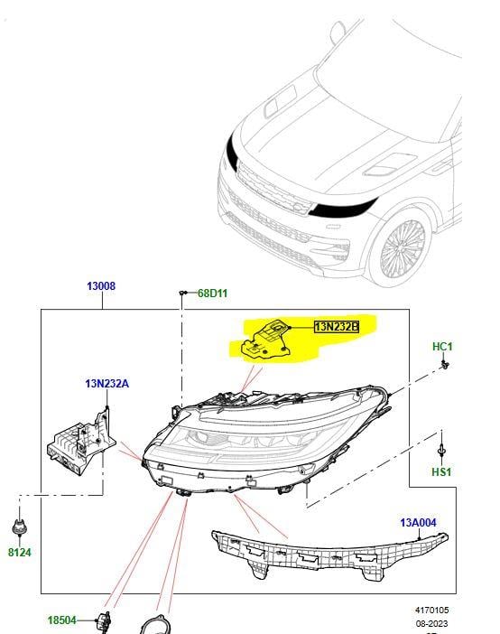 LR167181 ÖN FAR BAĞLANTI BRAKETİ KÜÇÜK SOL RANGE ROVER SPORT L461 2023-2025 