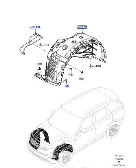 ÖN SOL İÇ ÇAMURLUK DAVLUMBAZI RANGE ROVER SPORT 2023 L461 LR190073 LR183533 LR179181 LR169147