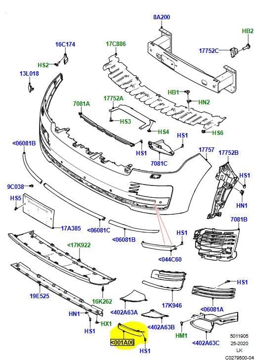 ÖN TAMPON BRAKETİ SOL RANGE ROVER VOGUE LR098435