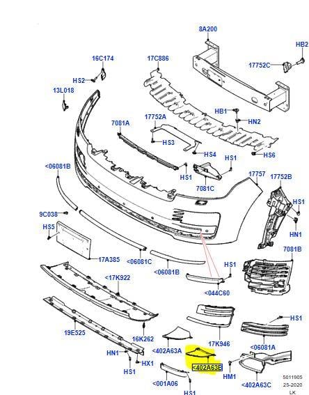 ÖN TAMPON BRAKETİ SOL RANGE ROVER VOGUE LR099127