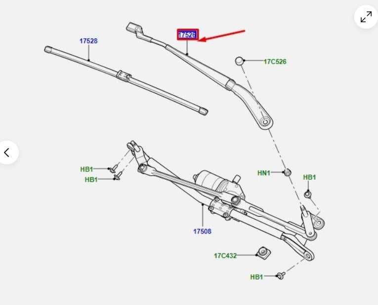 RANGE ROVER EVOQUE SİLECEK KOLU SOL LR086384