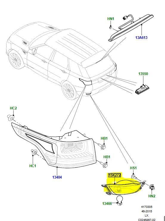 RANGE ROVER SPORT 2014-2017 ARKA SİS LAMBA SOL LR095709 LR043985
