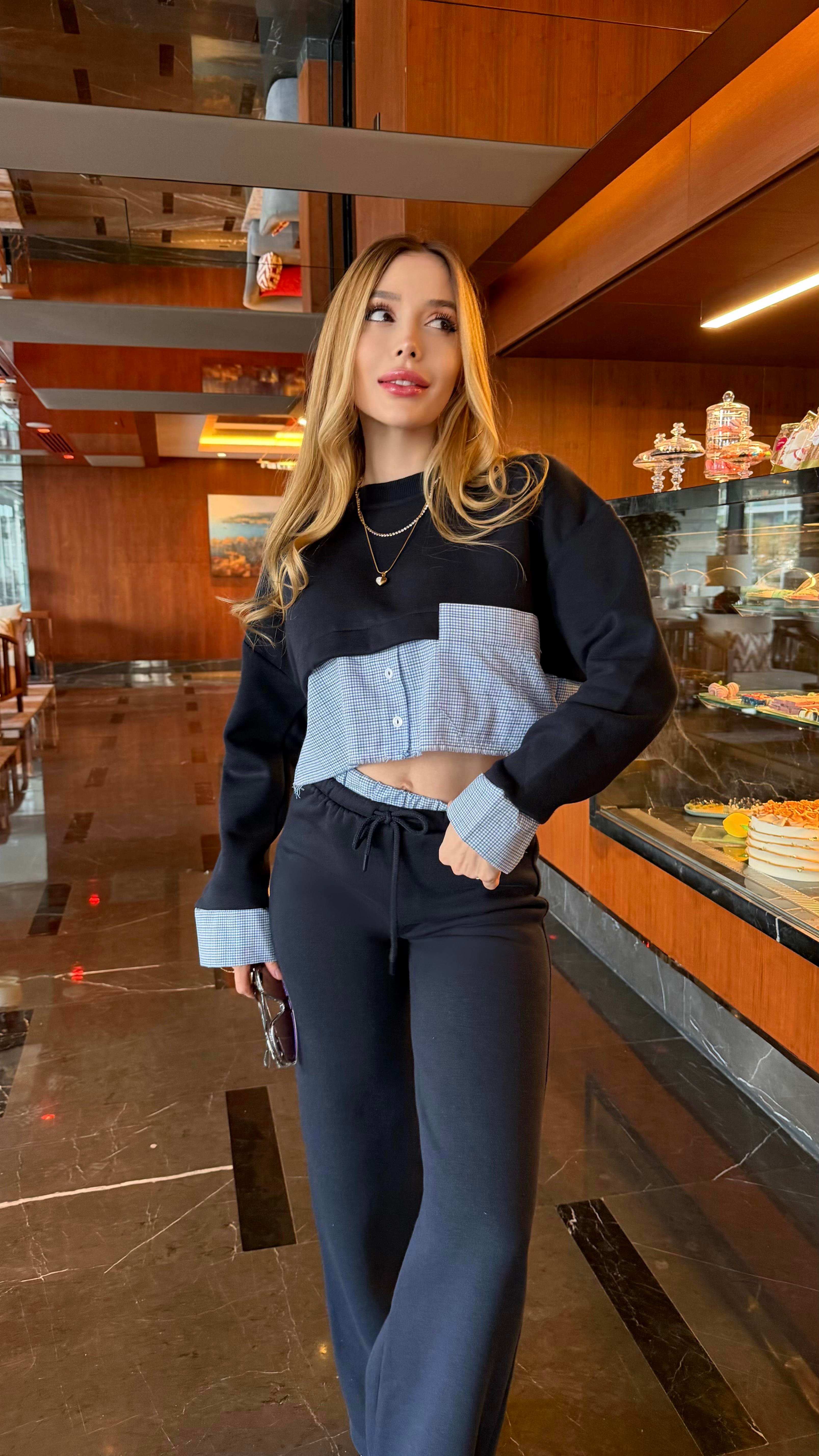 3 İplik Street Layer Poplin Detaylı Takım