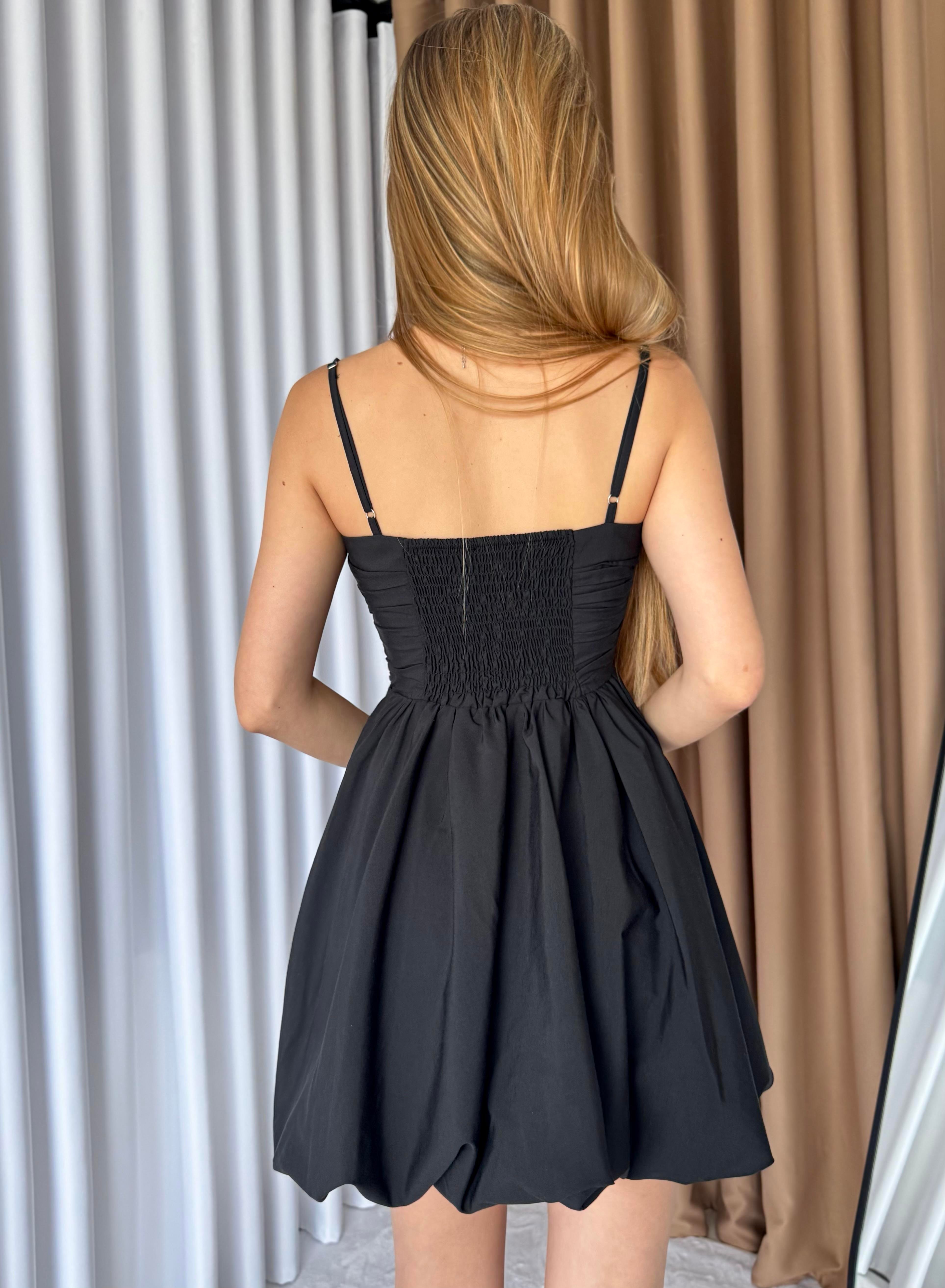 Ariana Kristal Askılı Kontrast Mini Elbise