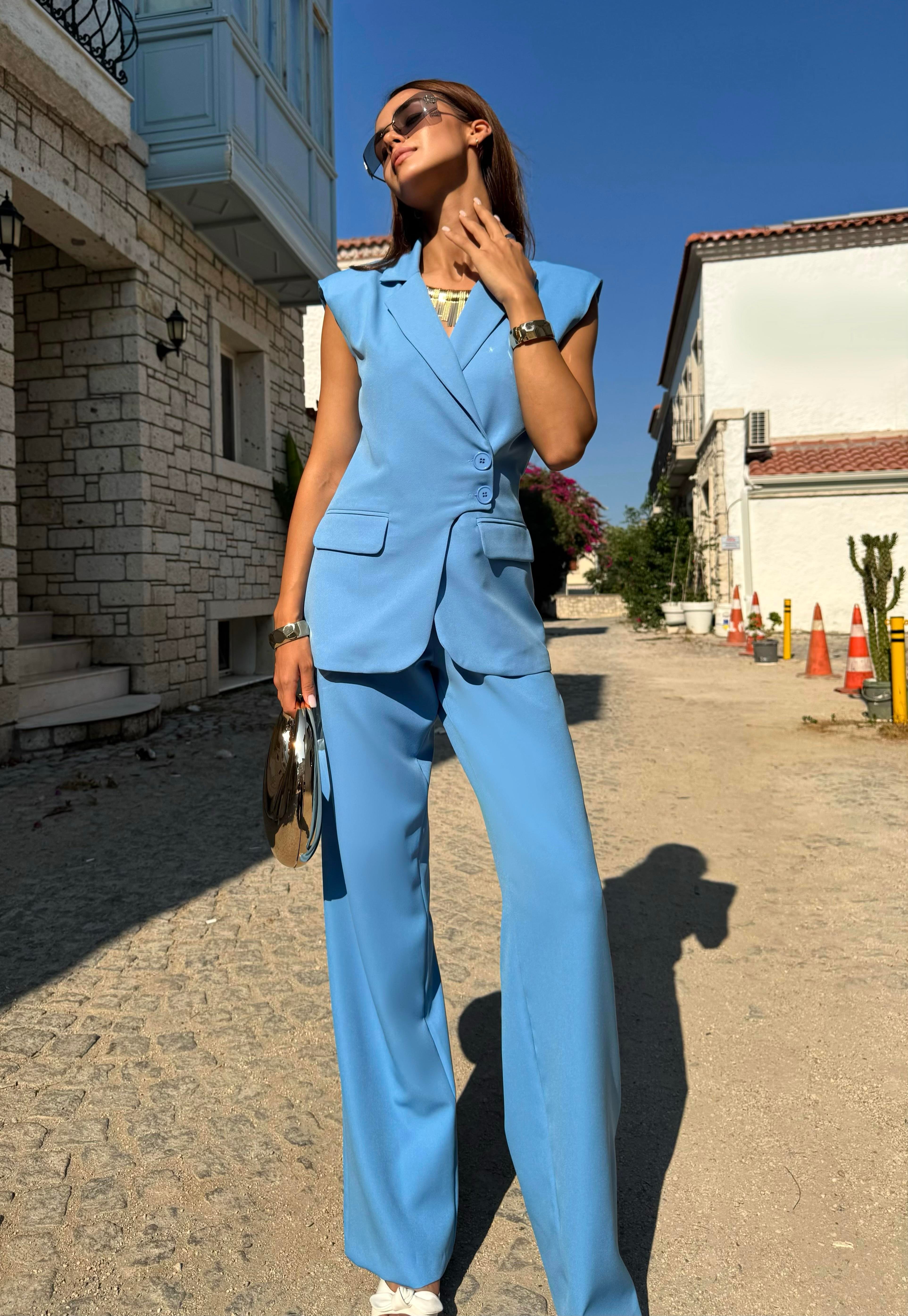 Atlas Kumaş Allure Kemerli Şık Takım