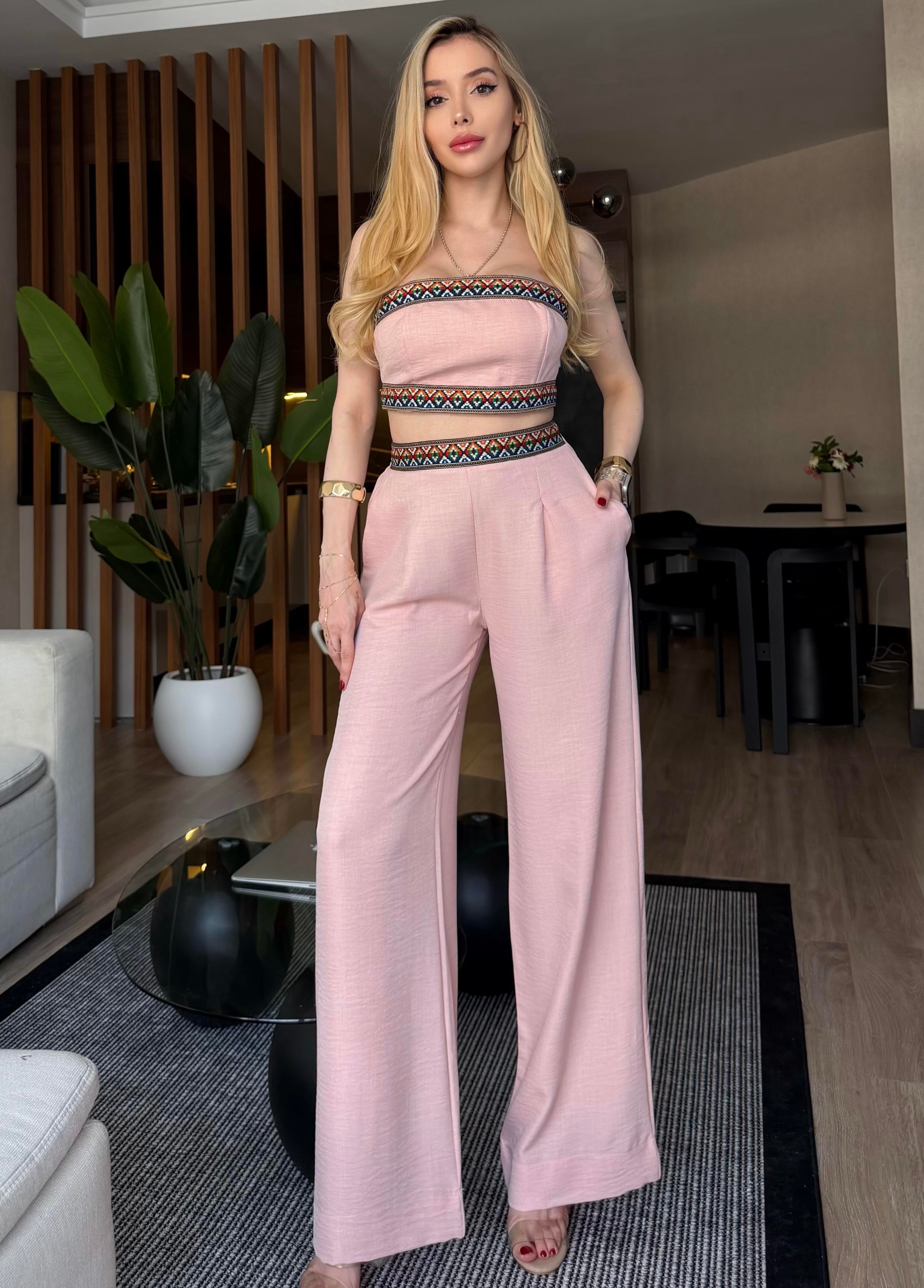 Boho Muse Etnik Desen Nakış Detaylı Takım