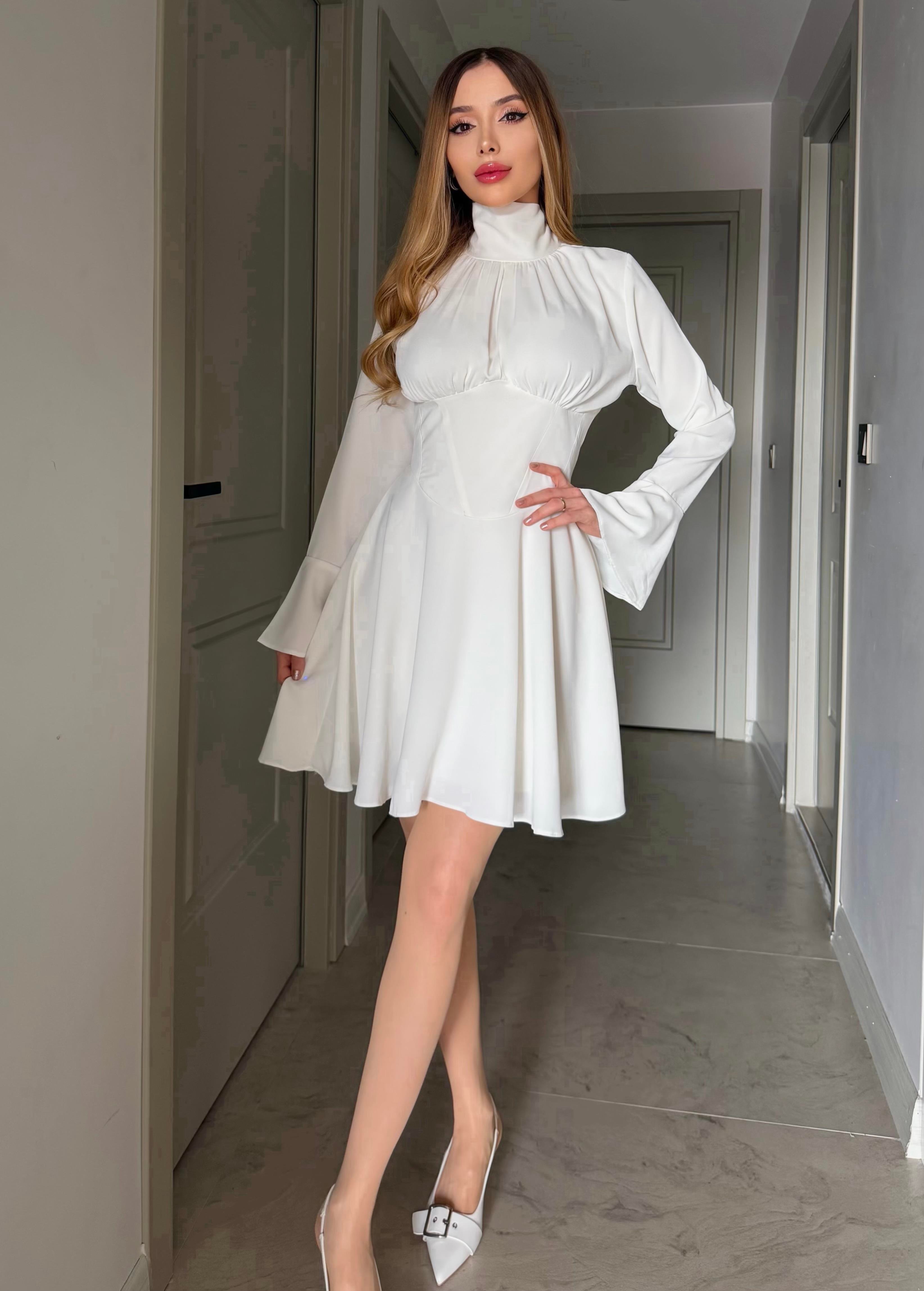 Boyun Bağlama Detaylı İçi Astarlı Jessika Kumaş Brianna Elbise