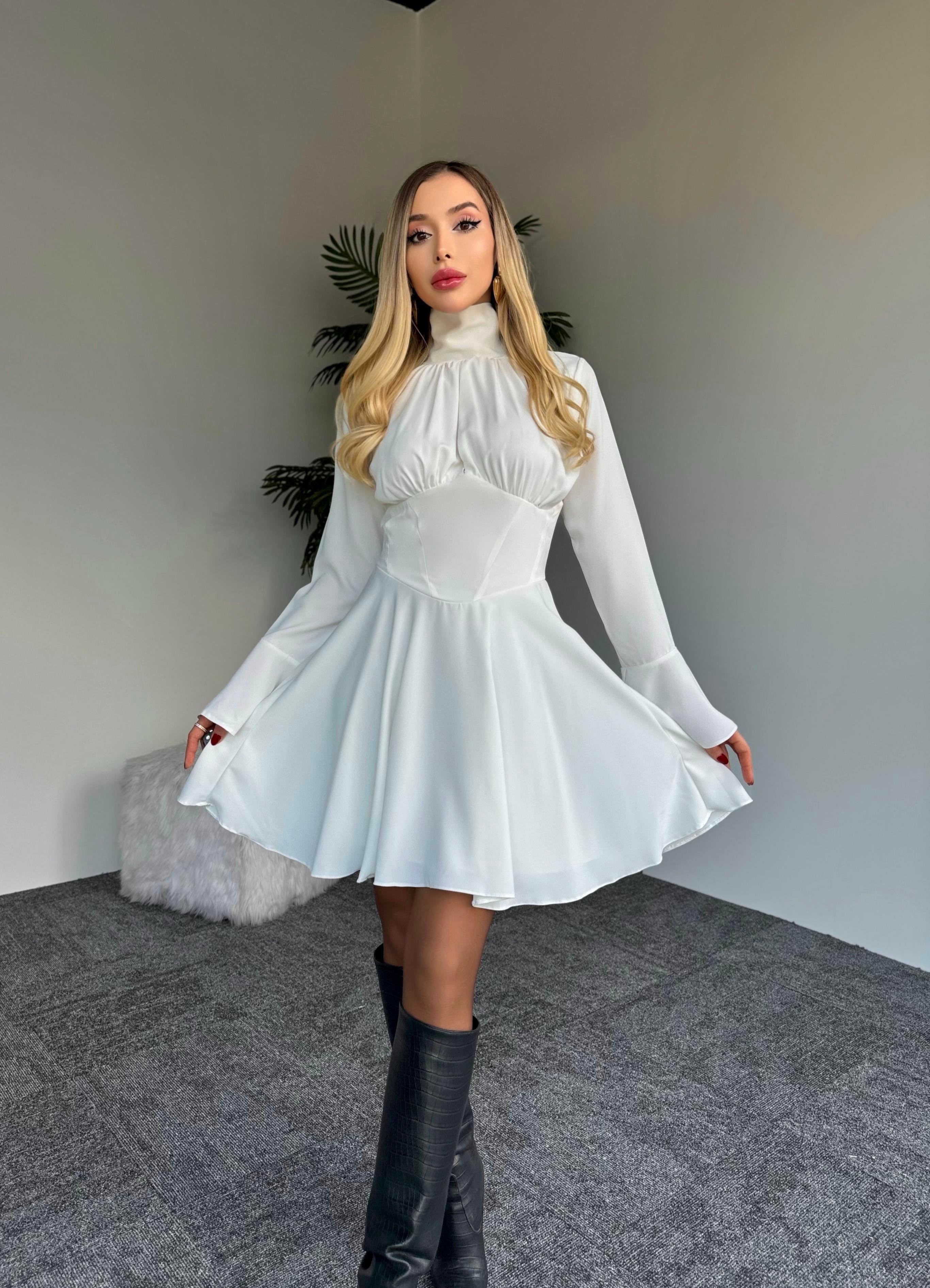 Boyun Bağlama Detaylı İçi Astarlı Jessika Kumaş Brianna Elbise