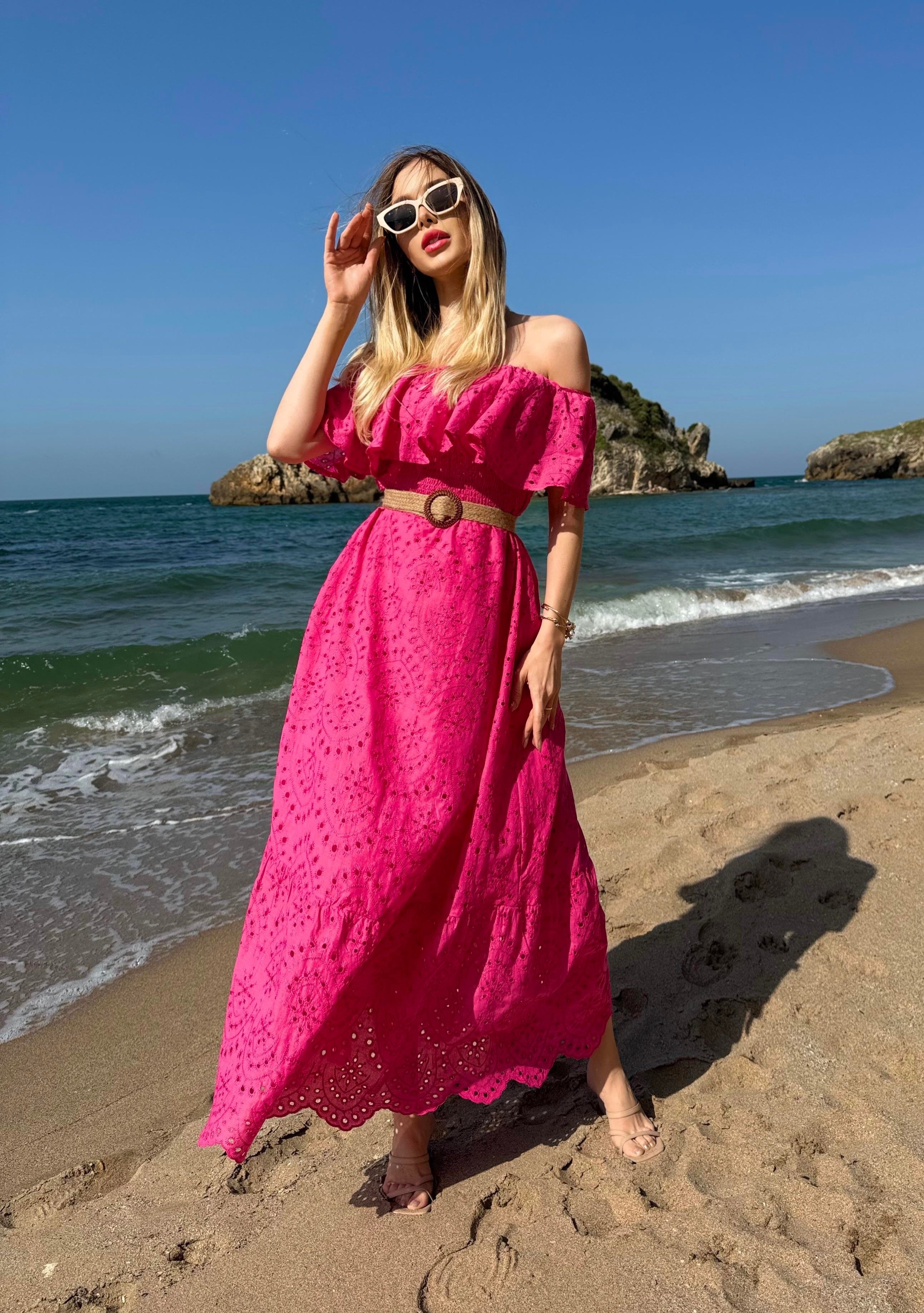Brode Kumaş Madonna Yaka İçi Astarlı Tokalı Hasır Kemerli