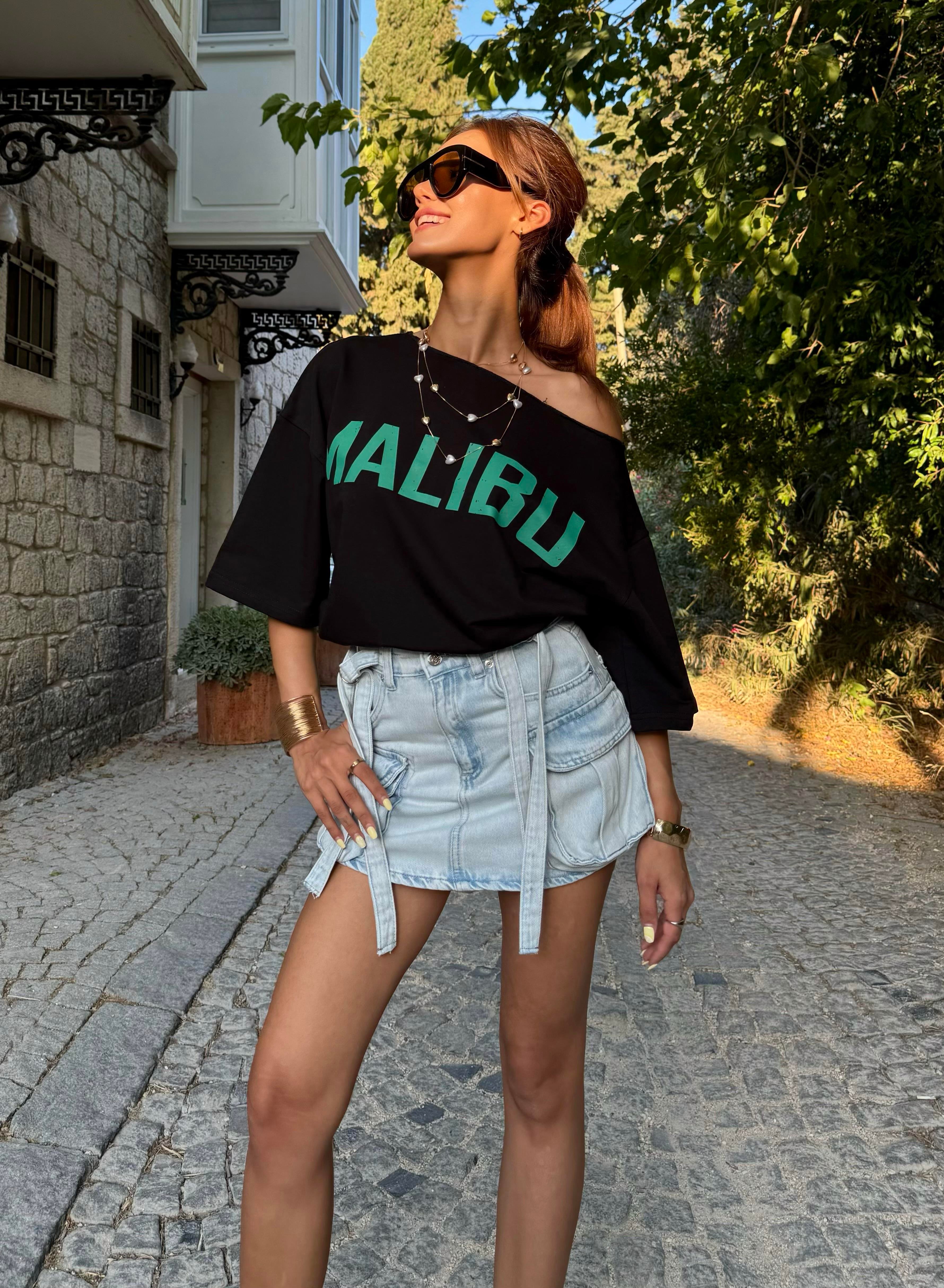 Düşük Omuz 2 İplik Pamuklu Malibu Sweatshirt