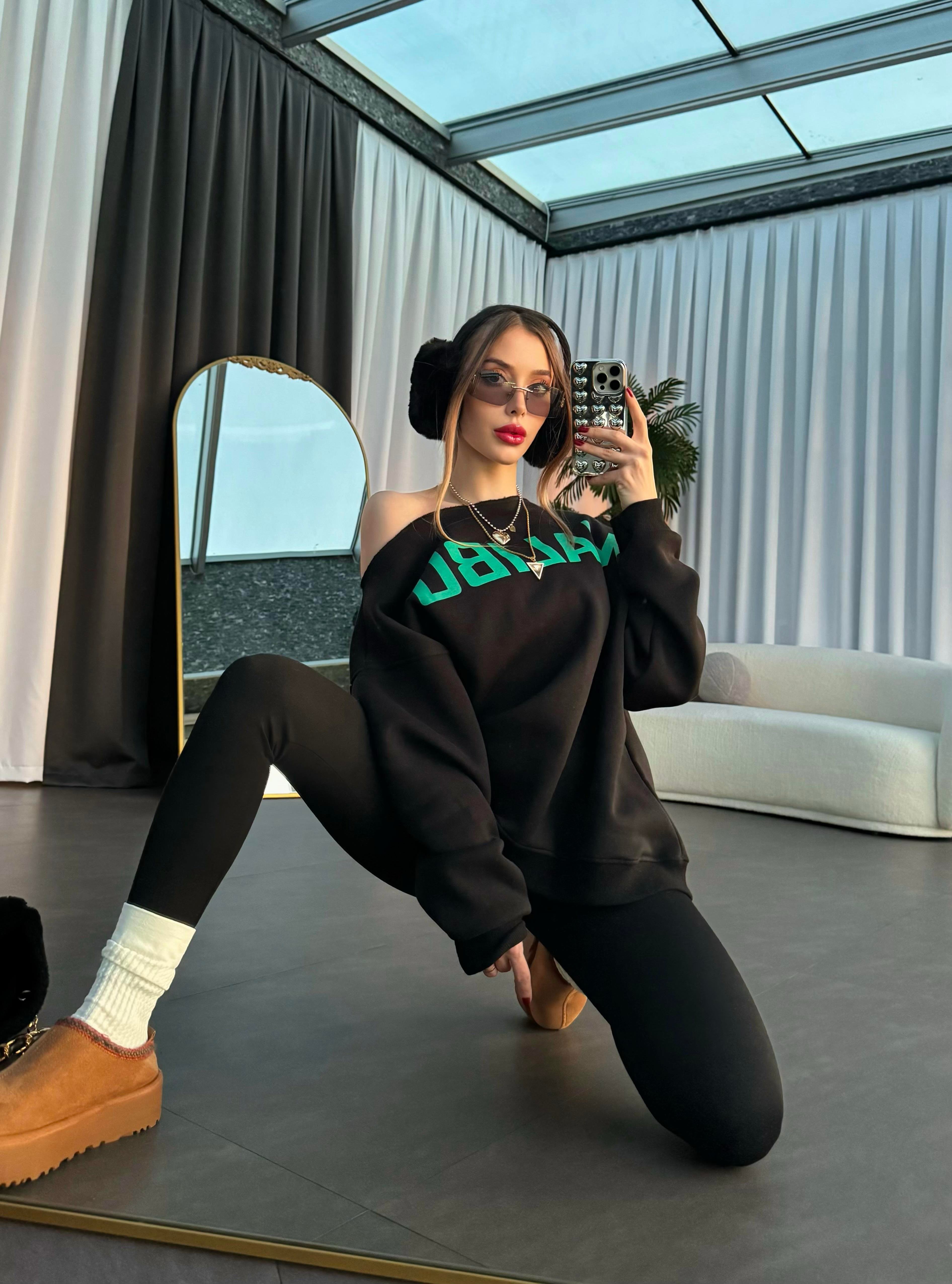 Düşük Omuz İçi Polarlı Malibu Sweatshirt
