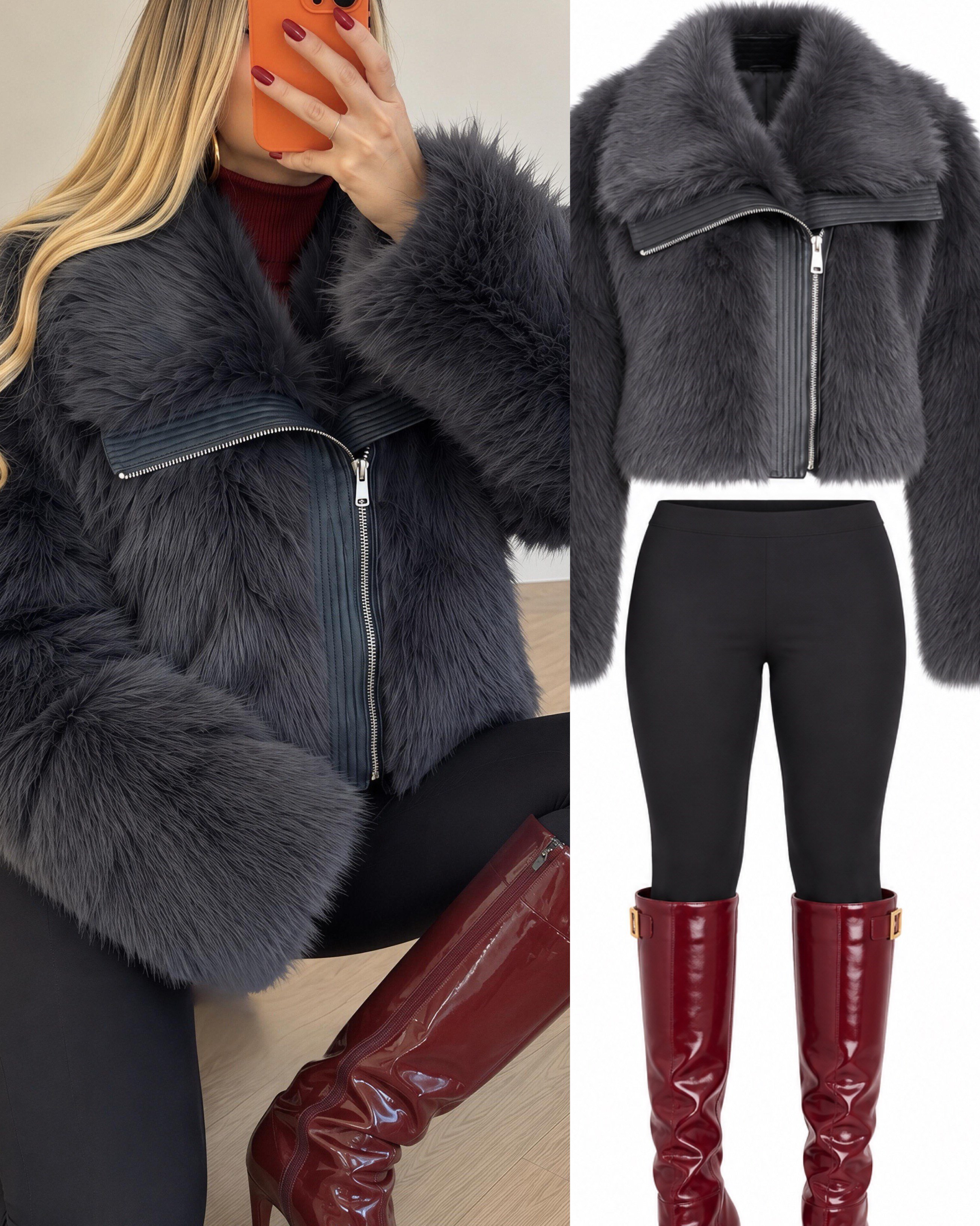 Fur Icon Asimetrik Fermuarlı Tasarım Kürk Mont