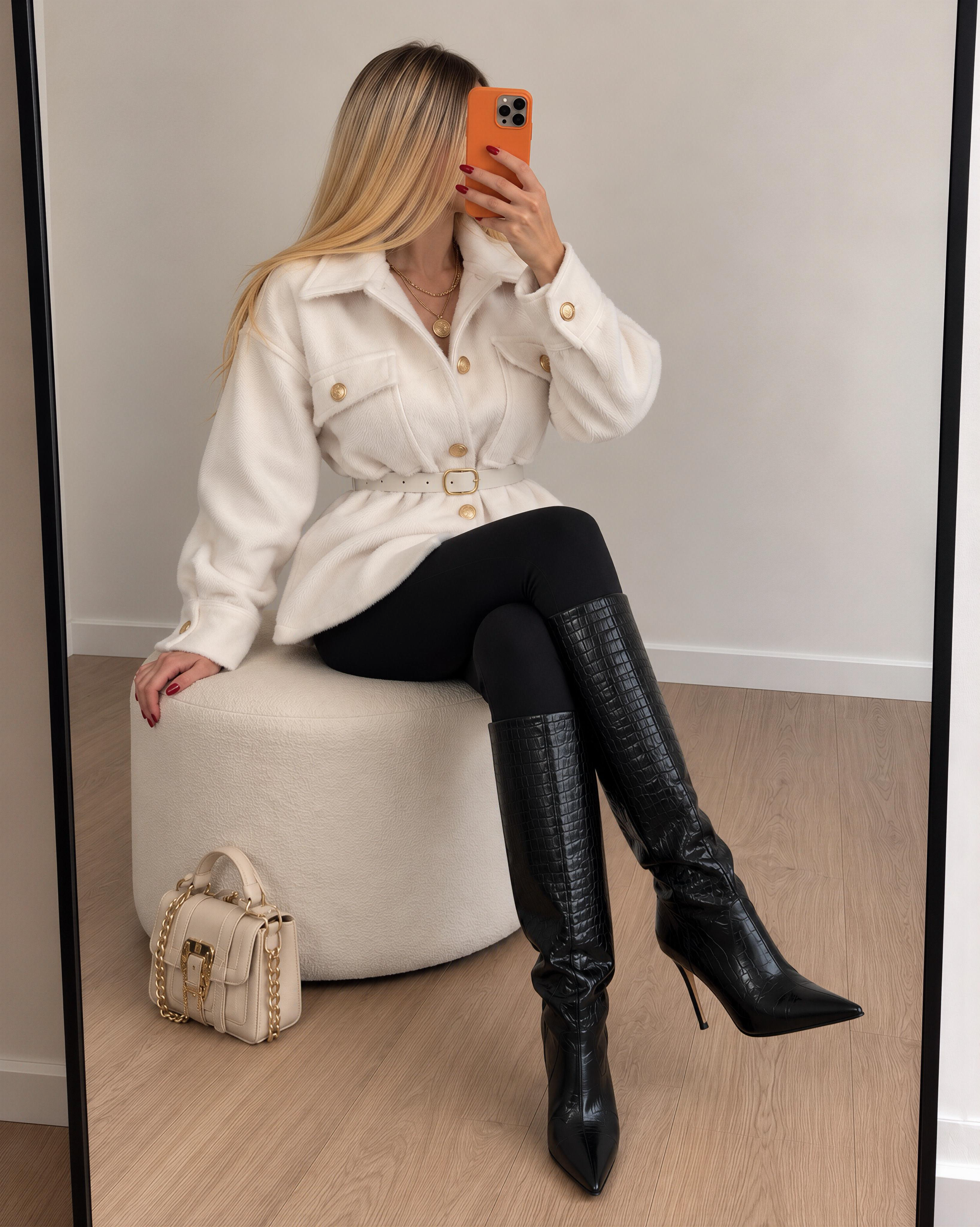 Gold Fox Kemerli Peluş Dokulu Gömlek Ceket