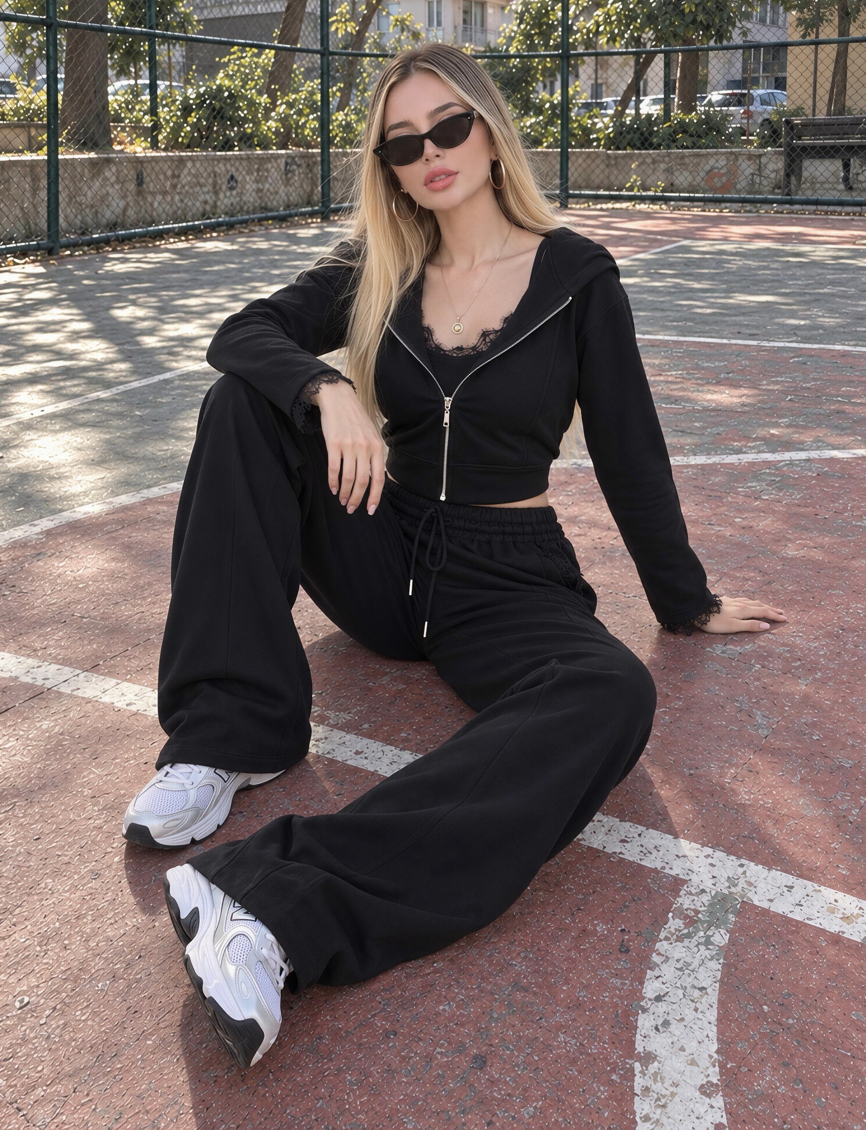 Lace Motion Dantel Detaylı Üçlü Takım