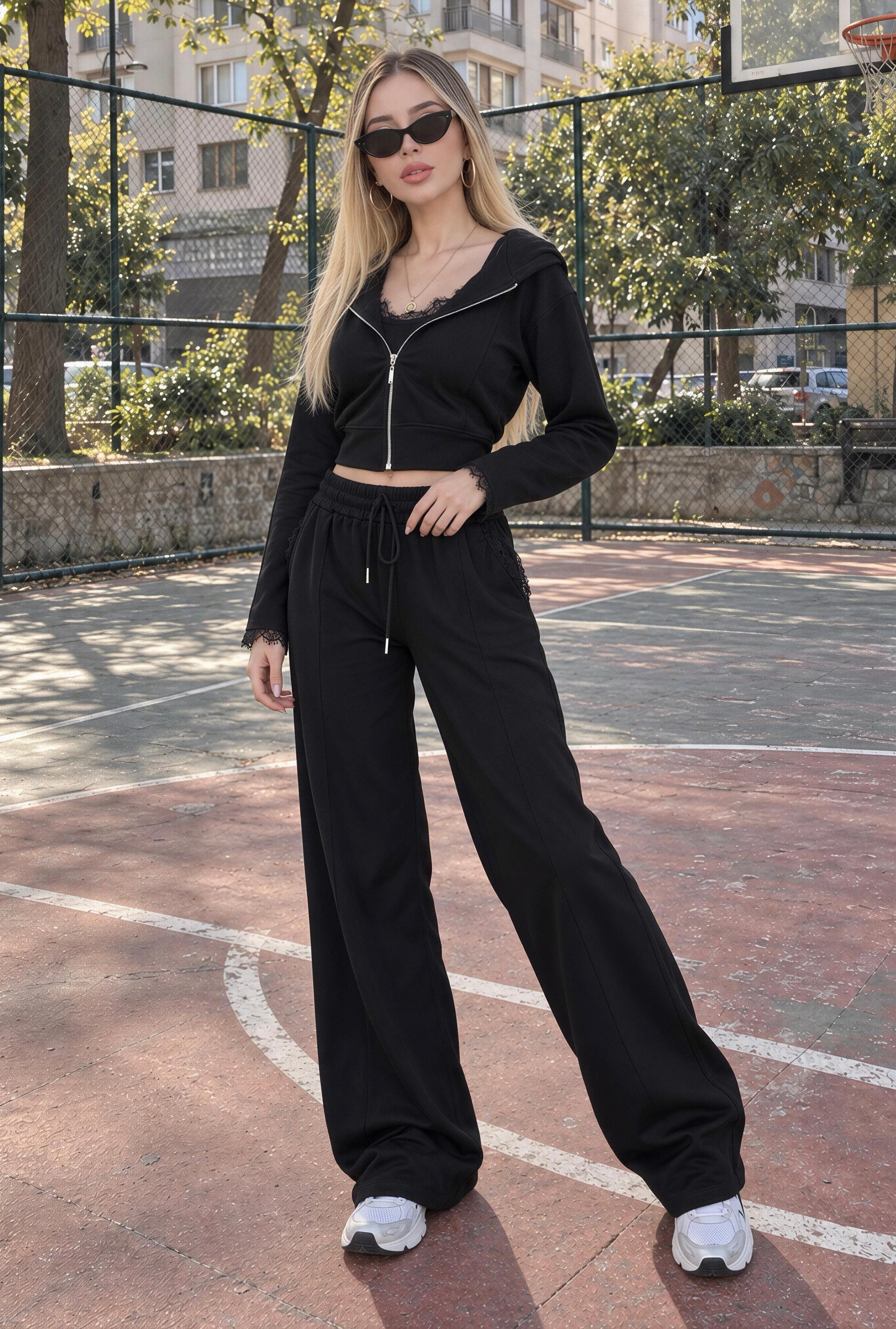 Lace Motion Dantel Detaylı Üçlü Takım