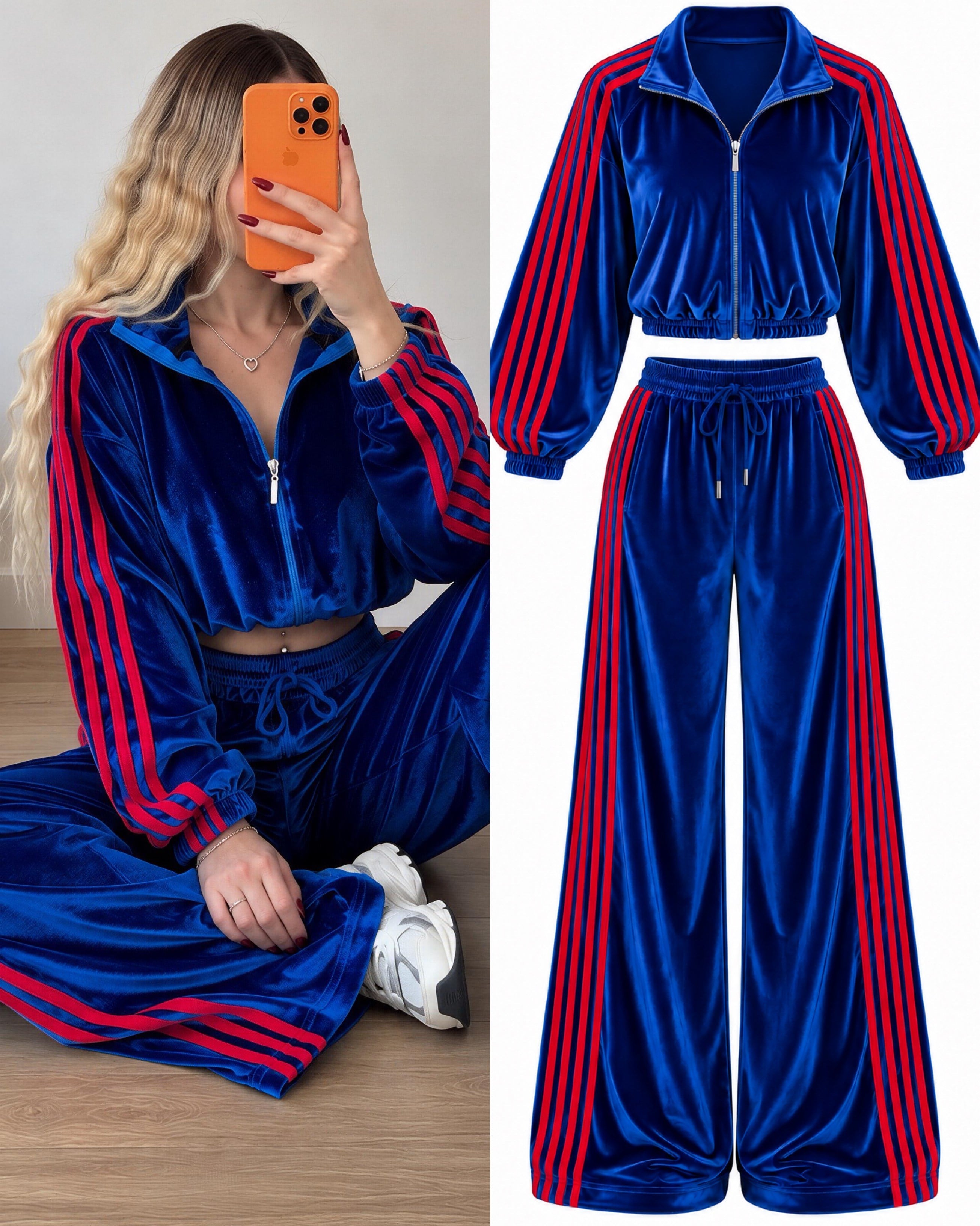 Luxe Sport Dört Şerit Kadife Takım