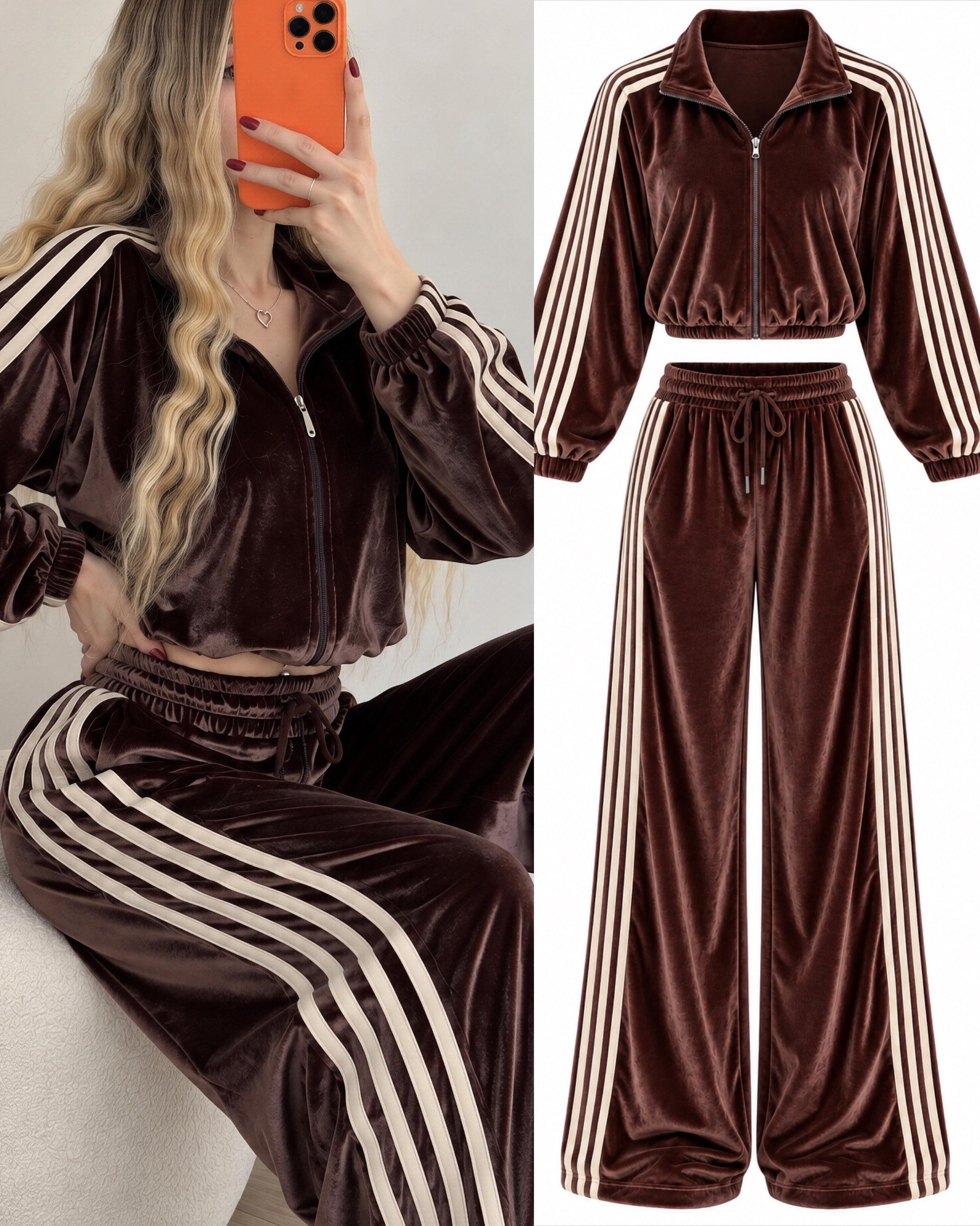 Luxe Sport Dört Şerit Kadife Takım