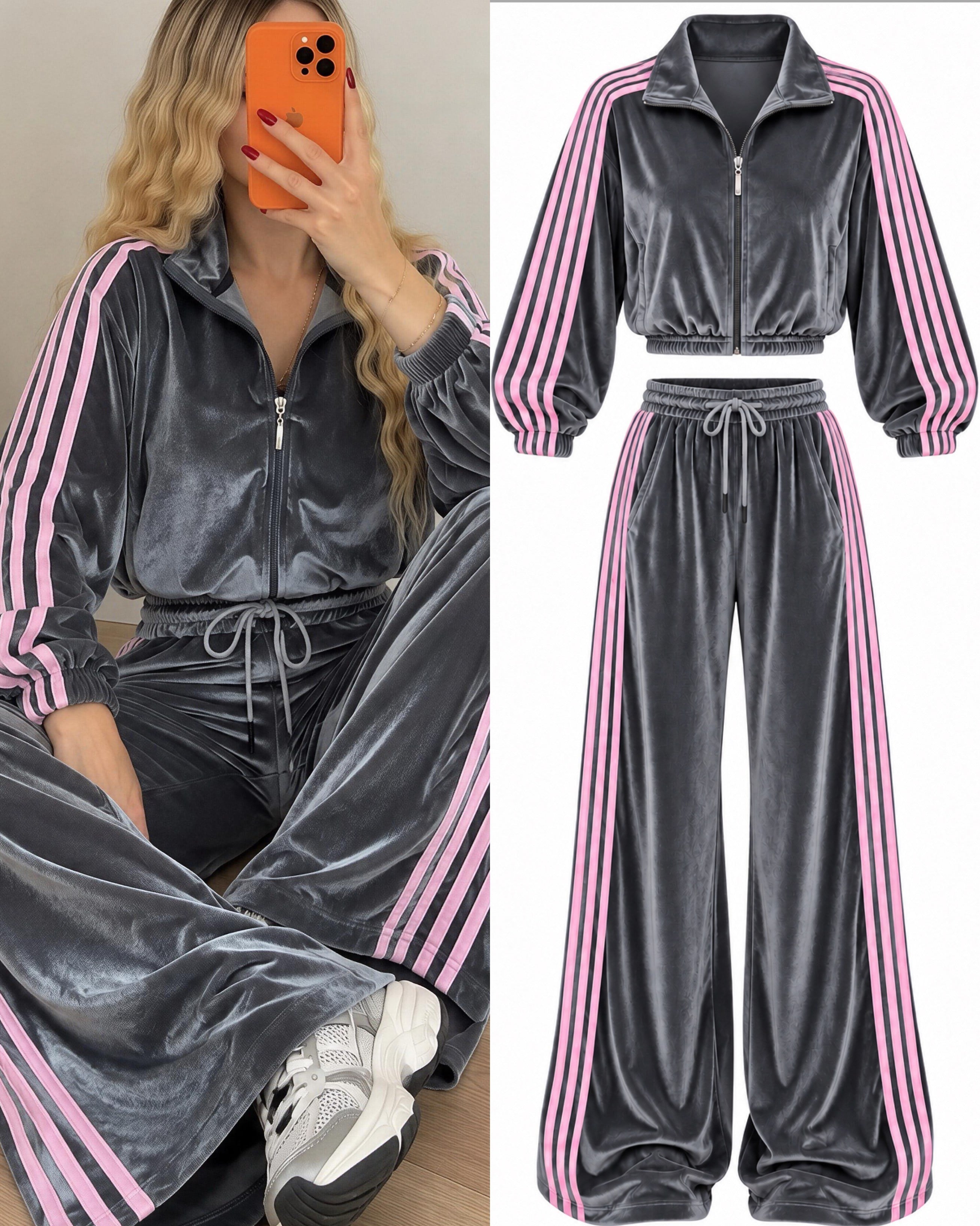 Luxe Sport Dört Şerit Kadife Takım