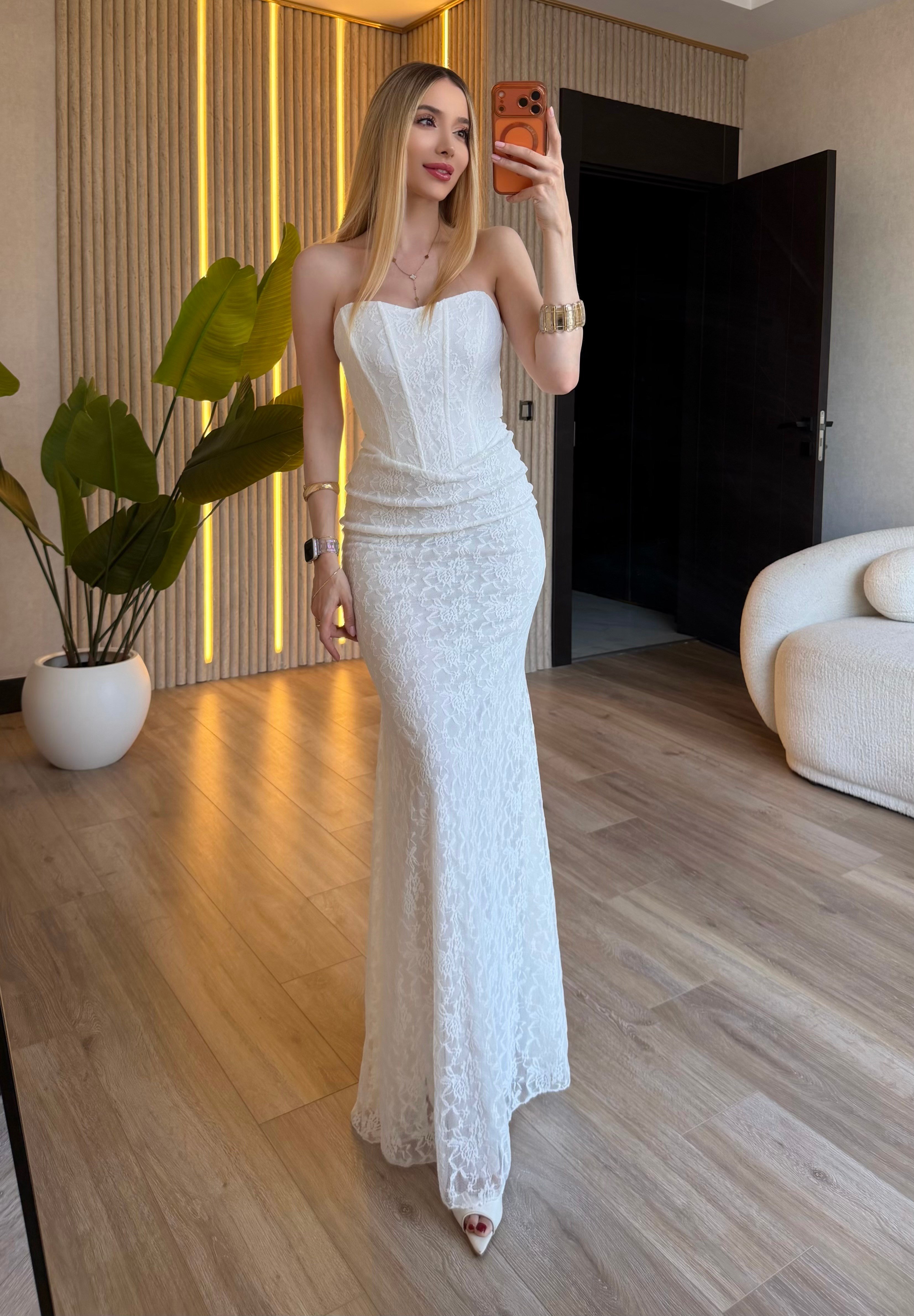 Mon Cherie Premium Dantel Korsaj Maxi Elbise