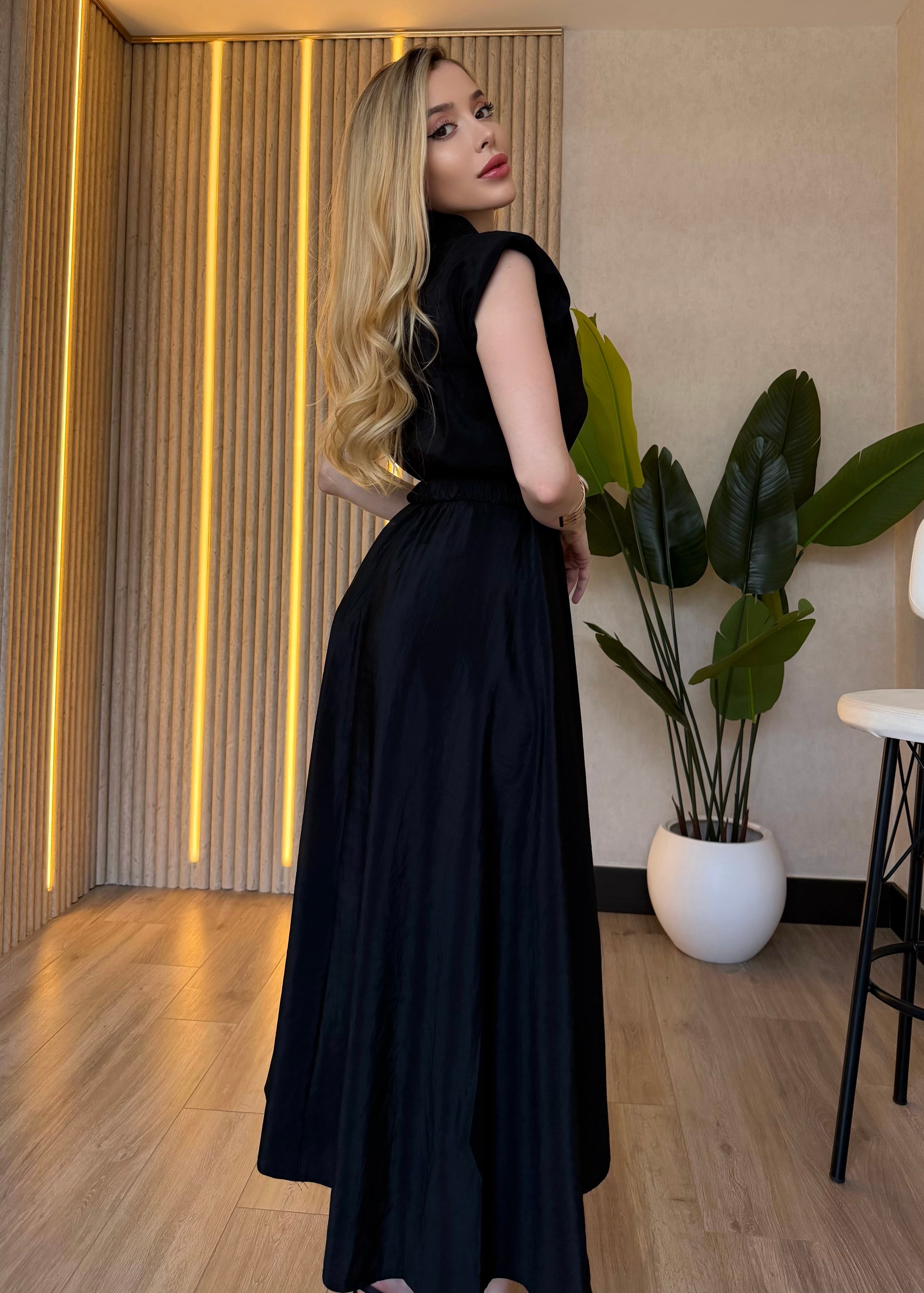 Monaco Chic Gold Tokalı Midi Elbise