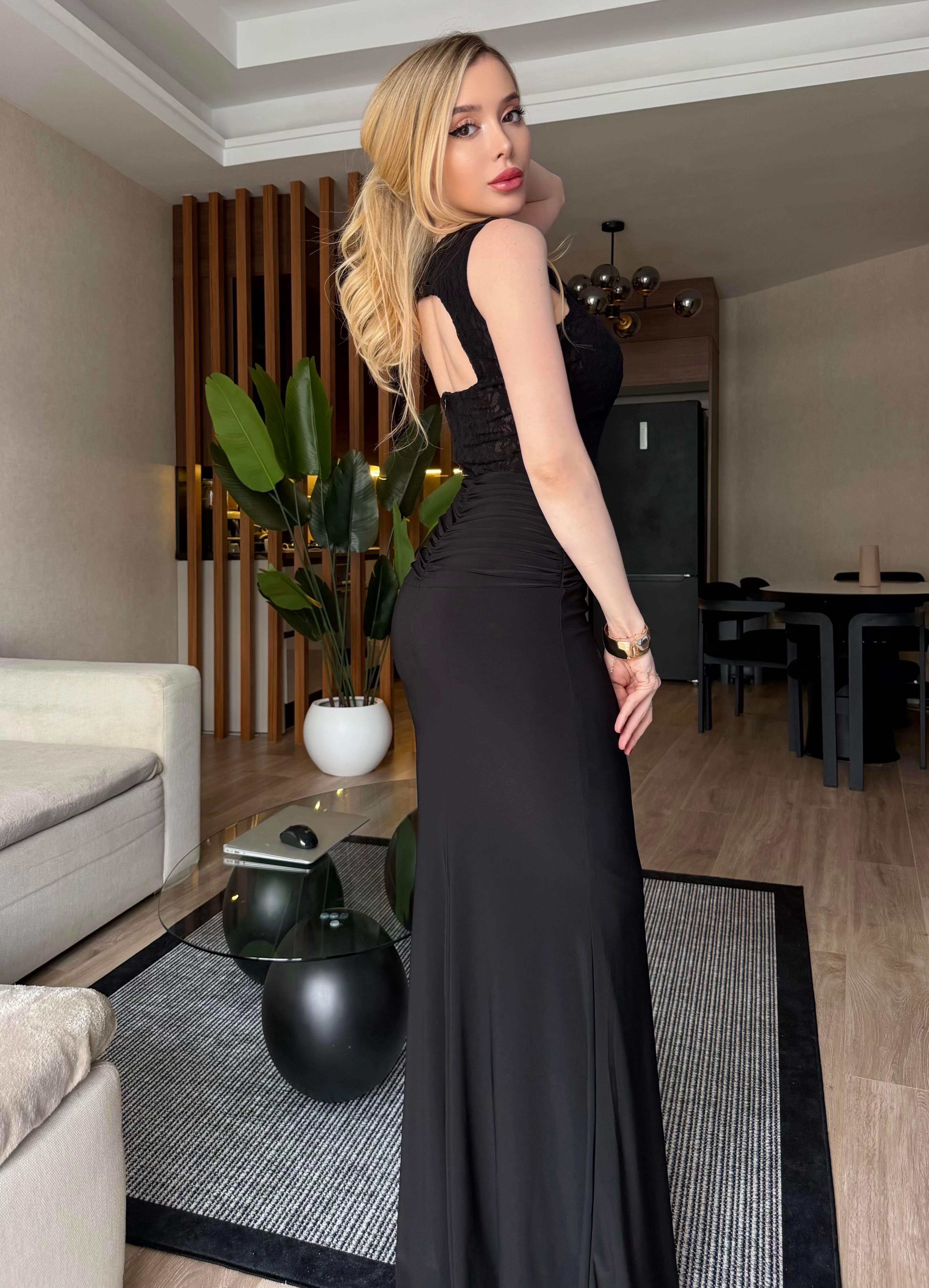 Noir Belle Dantel Detaylı Maxi Elbise